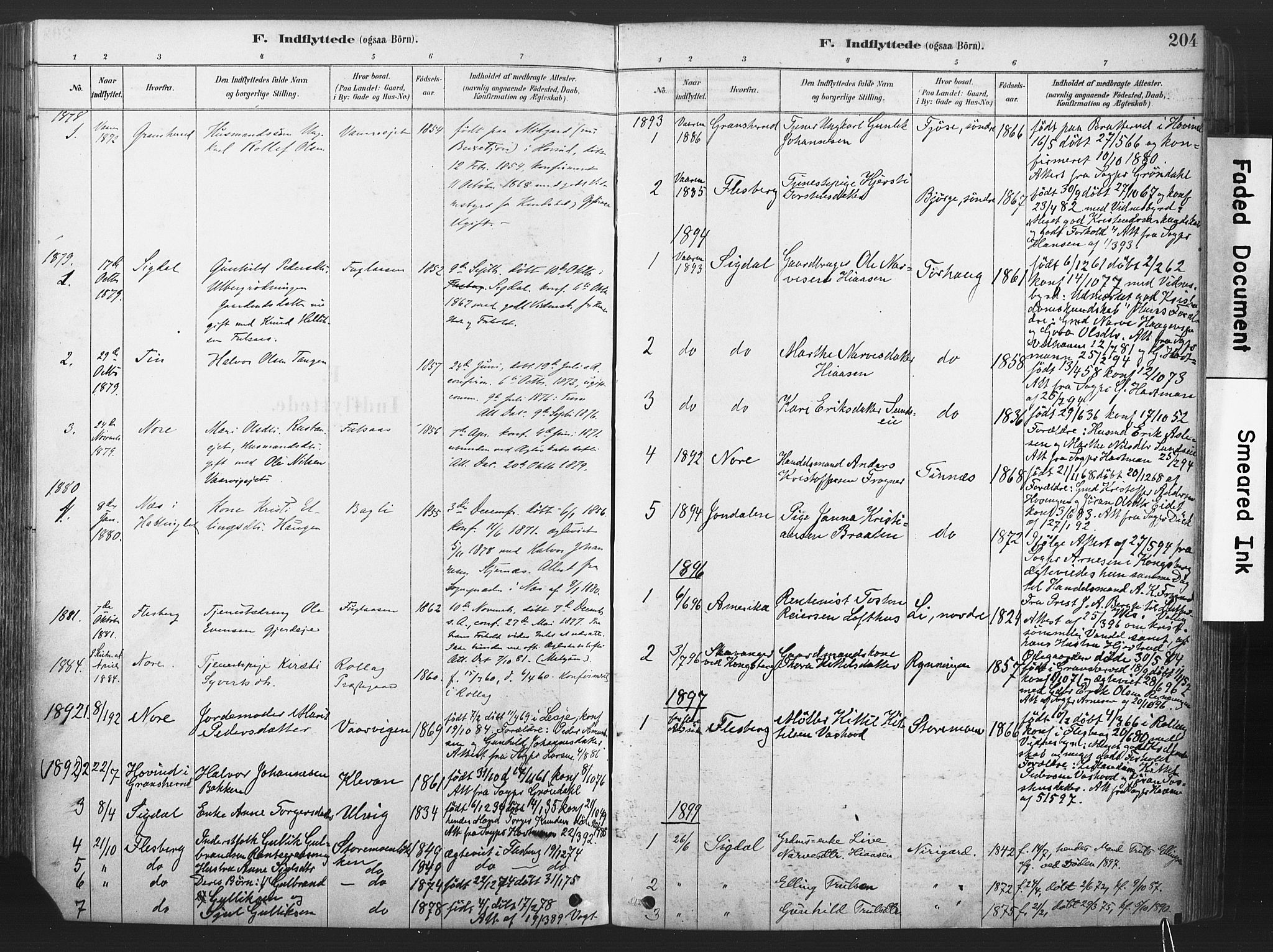 Rollag kirkebøker, AV/SAKO-A-240/F/Fa/L0011: Parish register (official) no. I 11, 1878-1902, p. 204