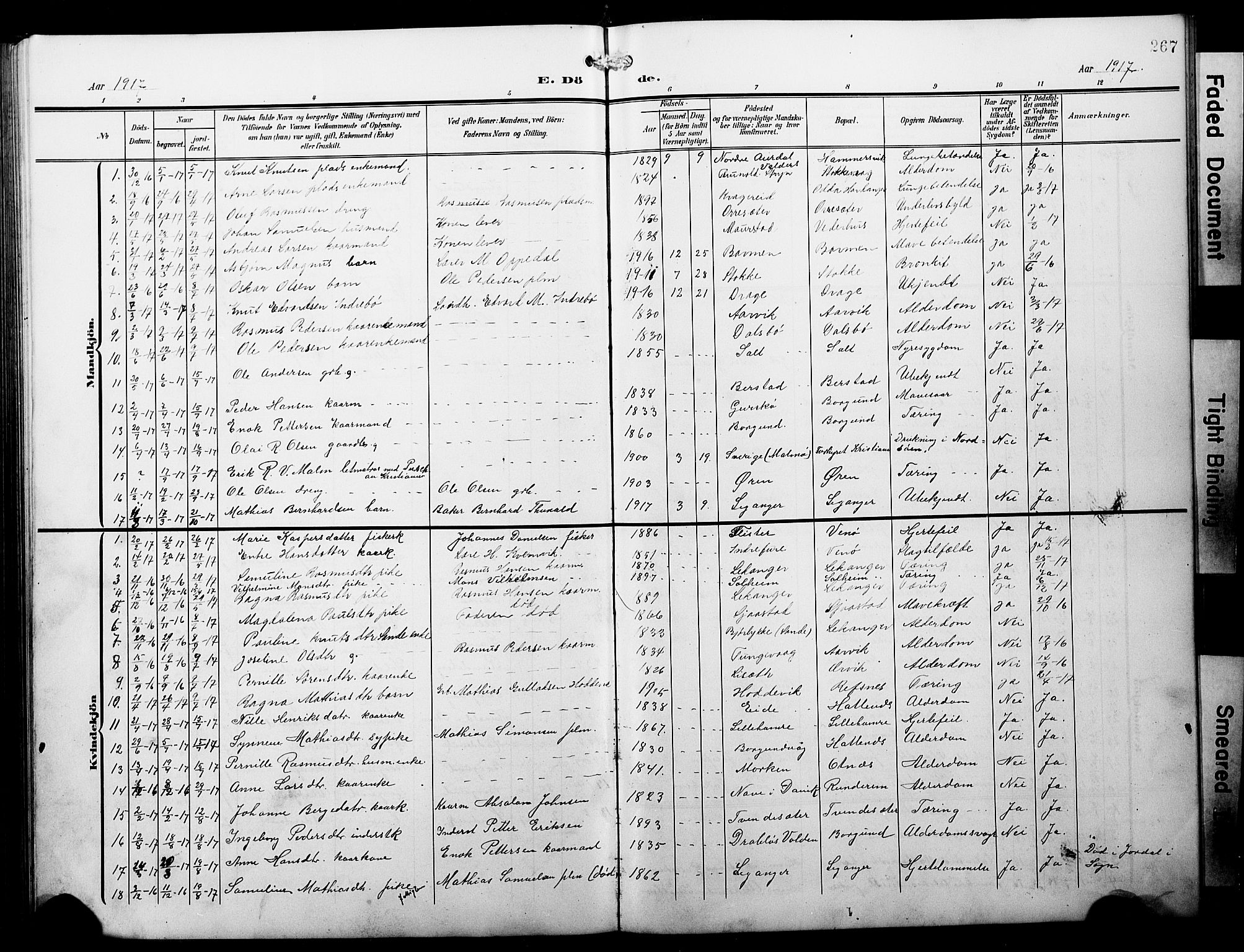 Selje sokneprestembete, SAB/A-99938/H/Ha/Hab/Habb: Parish register (copy) no. B 1, 1905-1923, p. 267