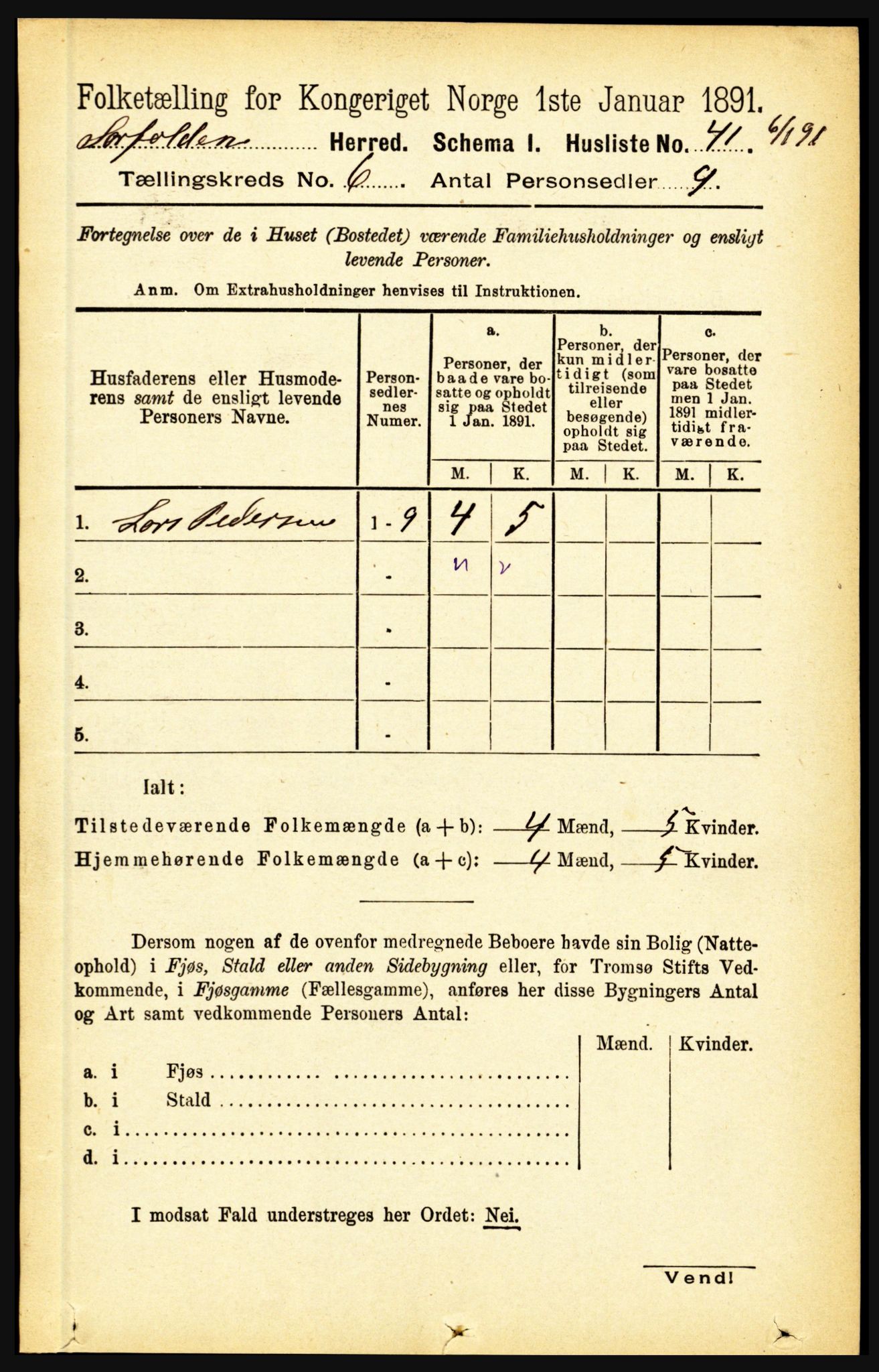 RA, 1891 census for 1845 Sørfold, 1891, p. 1813