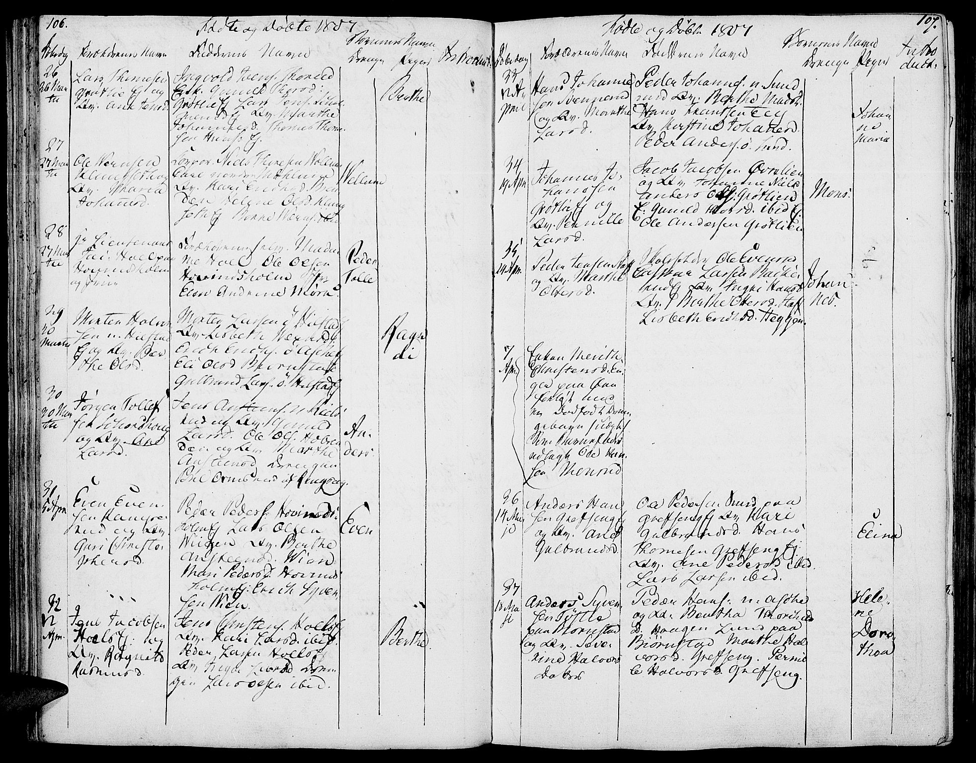 Nes prestekontor, Hedmark, AV/SAH-PREST-020/K/Ka/L0001: Parish register (official) no. 1, 1802-1814, p. 106-107