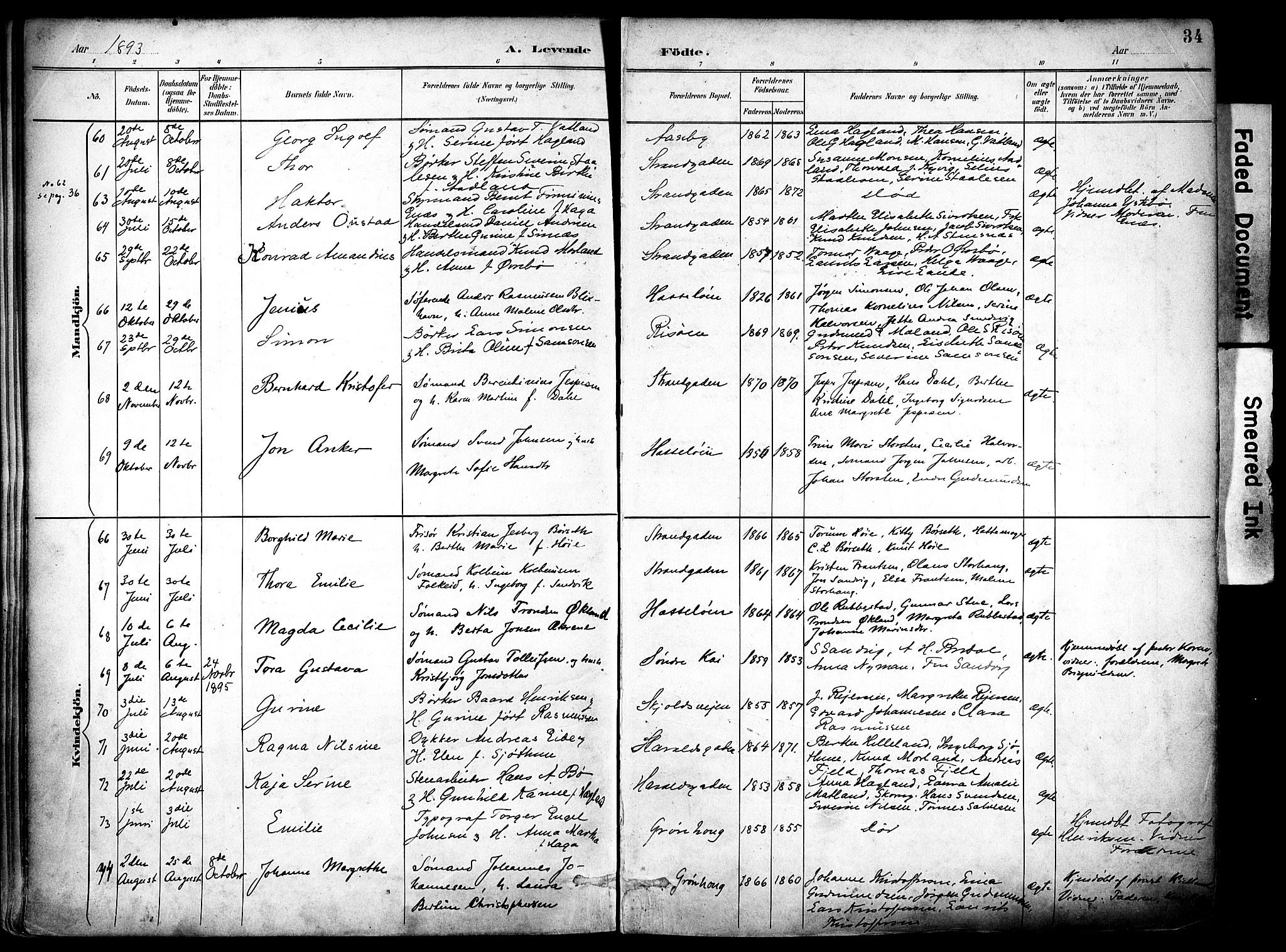 Haugesund sokneprestkontor, SAST/A -101863/H/Ha/Haa/L0006: Parish register (official) no. A 6, 1891-1907, p. 34