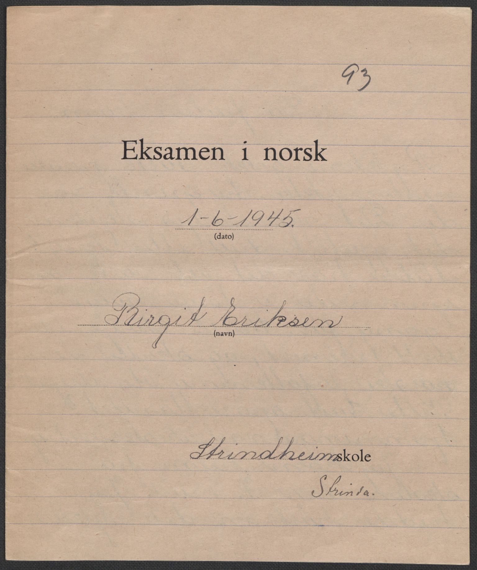 Det norske totalavholdsselskap, RA/PA-0419/E/Eb/L0603: Skolestiler om krigstida (ordnet topografisk etter distrikt og skole), 1946, p. 501