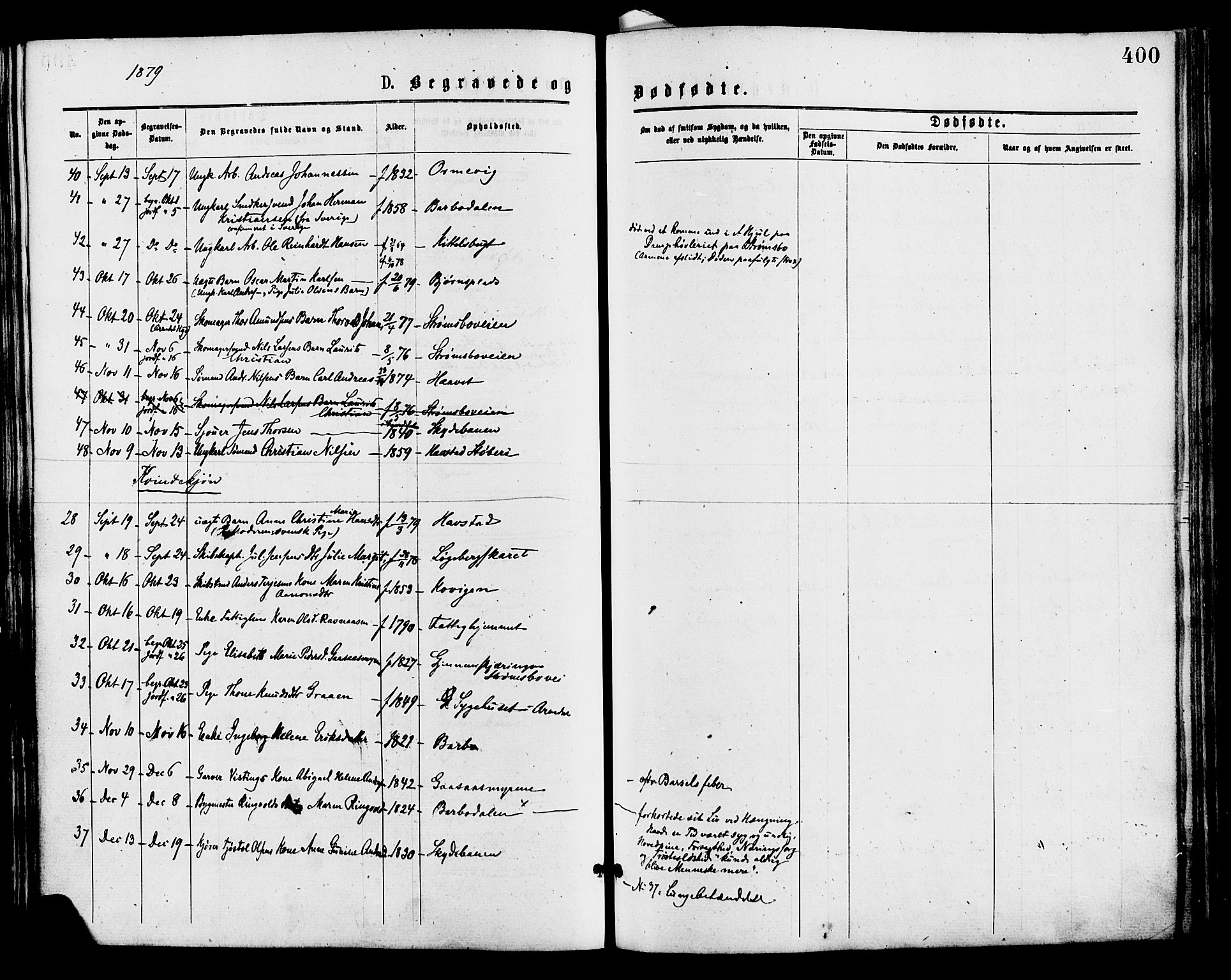 Barbu sokneprestkontor, SAK/1111-0003/F/Fa/L0001: Parish register (official) no. A 1 /1, 1878-1883, p. 400