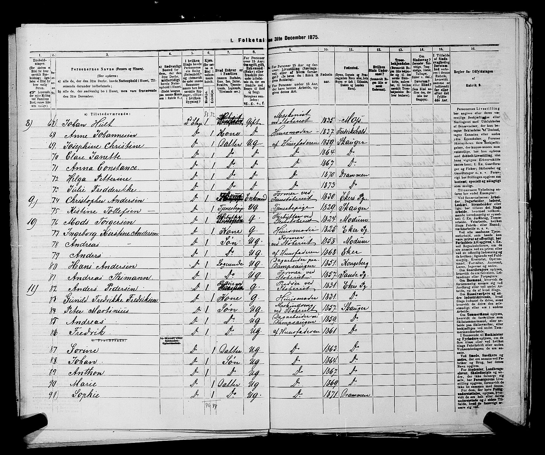 SAKO, 1875 census for 0602 Drammen, 1875, p. 3764
