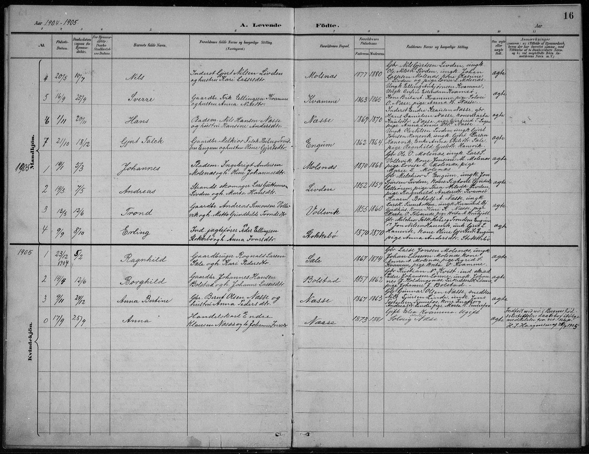 Balestrand sokneprestembete, SAB/A-79601/H/Hab/Habc/L0003: Parish register (copy) no. C 3, 1895-1927, p. 16