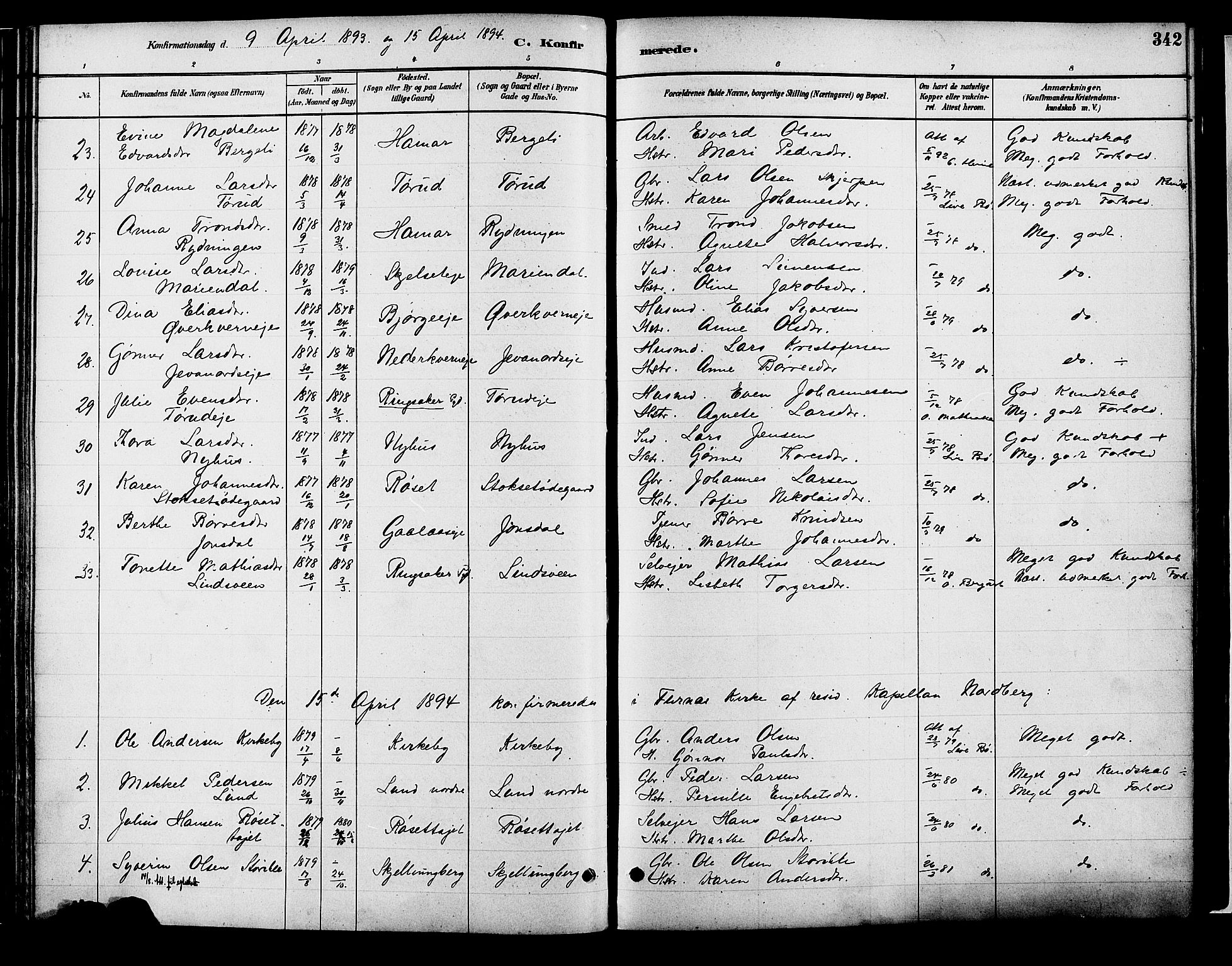 Vang prestekontor, Hedmark, AV/SAH-PREST-008/H/Ha/Haa/L0018B: Parish register (official) no. 18B, 1880-1906, p. 342