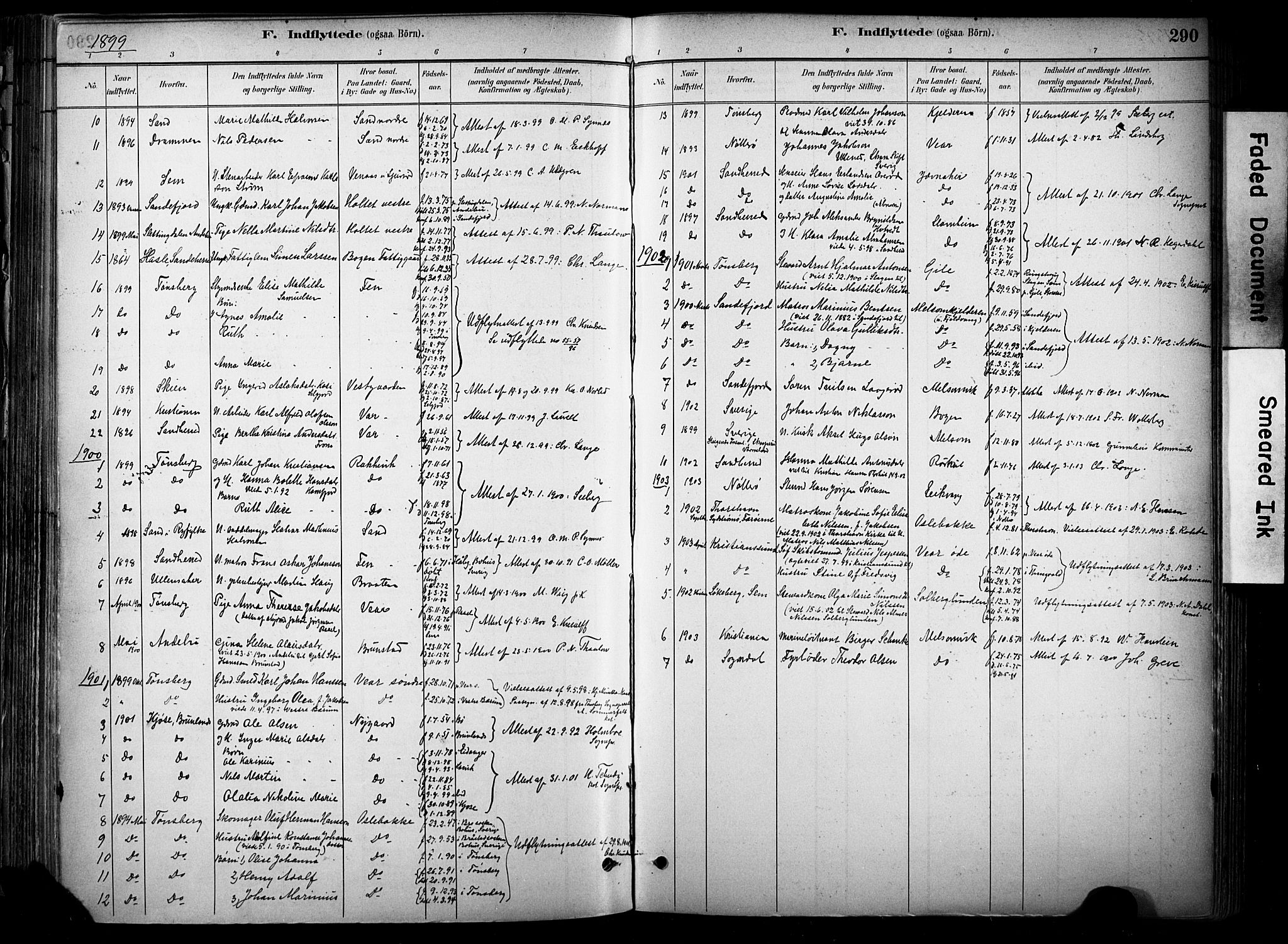 Stokke kirkebøker, SAKO/A-320/F/Fa/L0010: Parish register (official) no. I 10, 1884-1903, p. 290