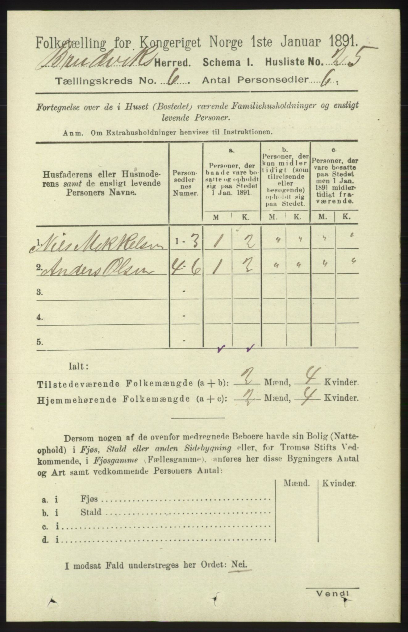 RA, 1891 census for 1251 Bruvik, 1891, p. 1752