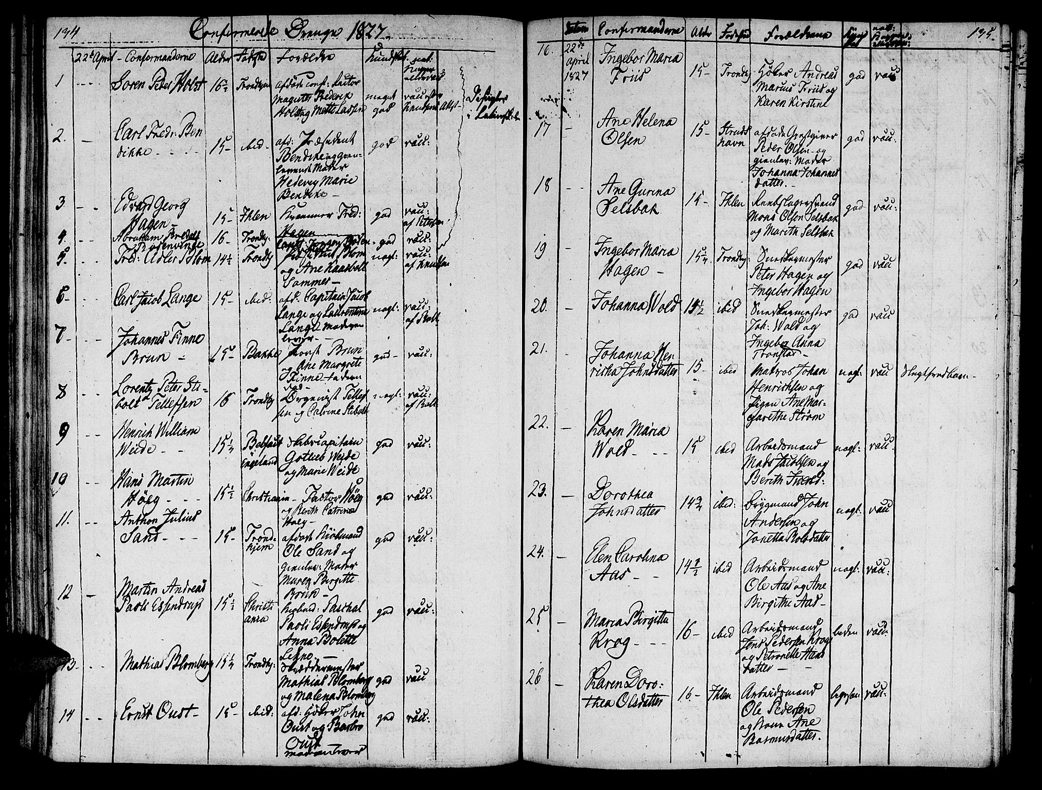 Ministerialprotokoller, klokkerbøker og fødselsregistre - Sør-Trøndelag, SAT/A-1456/601/L0069: Curate's parish register no. 601B02, 1807-1836, p. 134-135