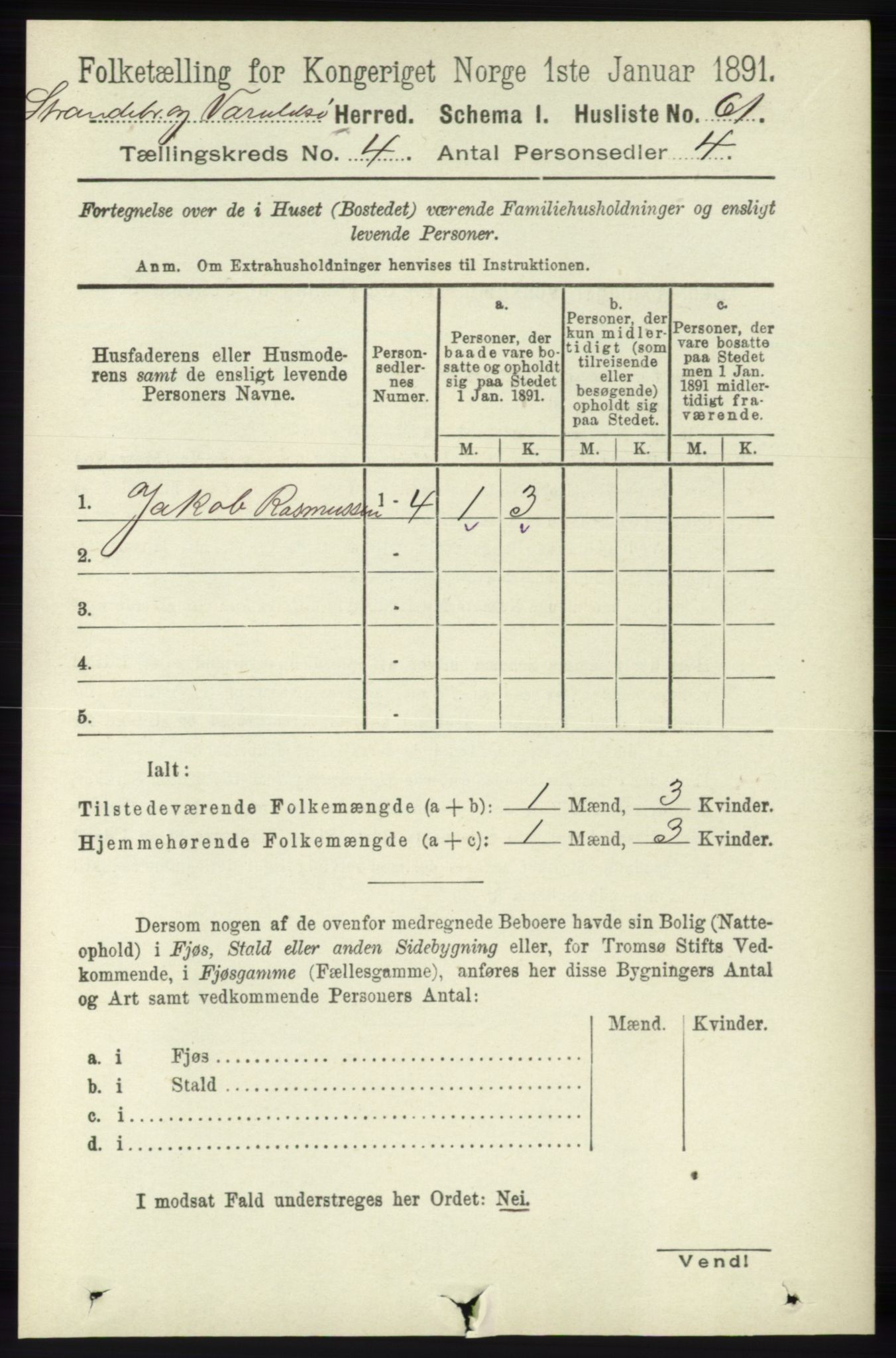 RA, 1891 census for 1226 Strandebarm og Varaldsøy, 1891, p. 1440