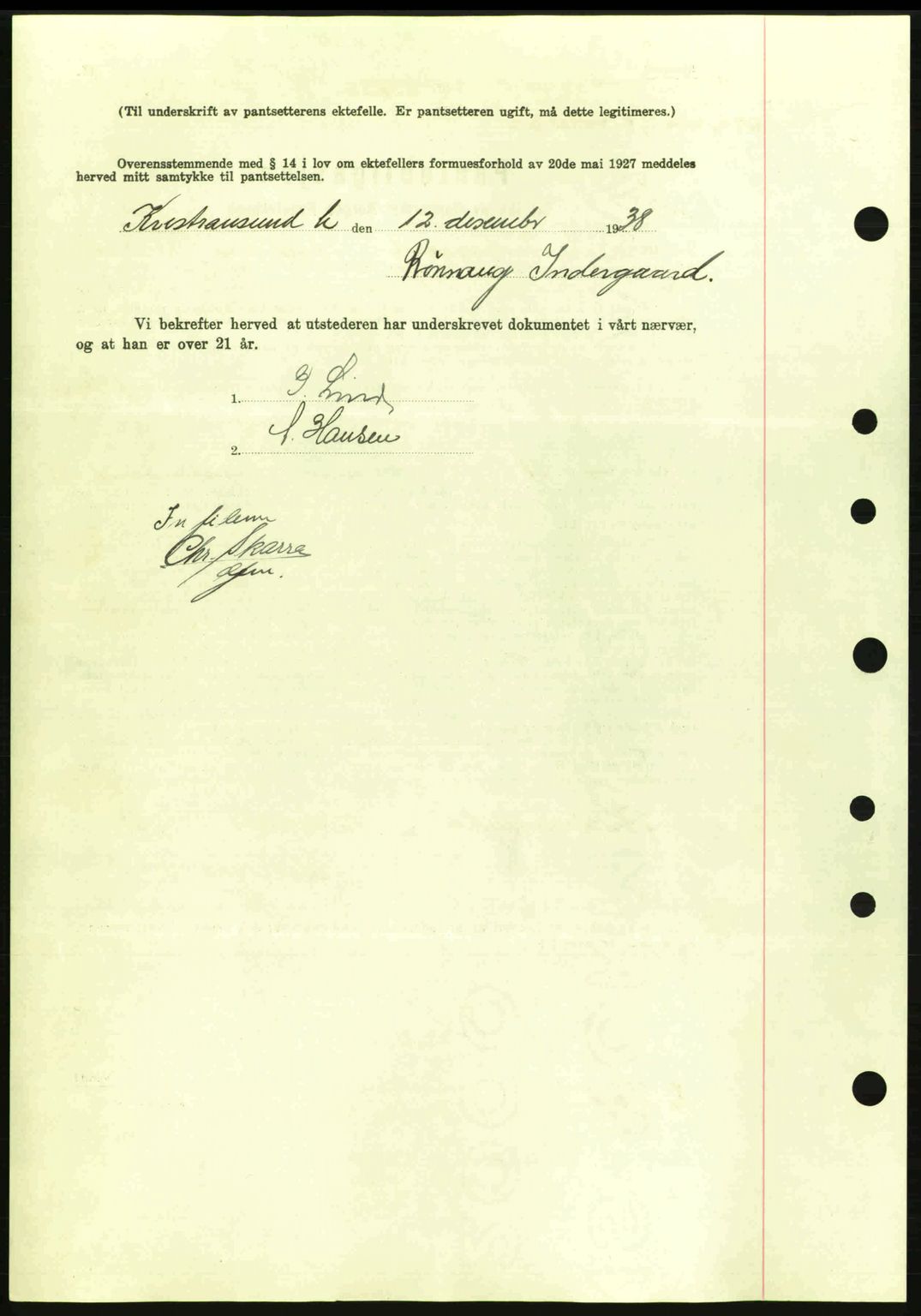 Kristiansund byfogd, SAT/A-4587/A/27: Mortgage book no. 31, 1938-1939, Diary no: : 902/1938