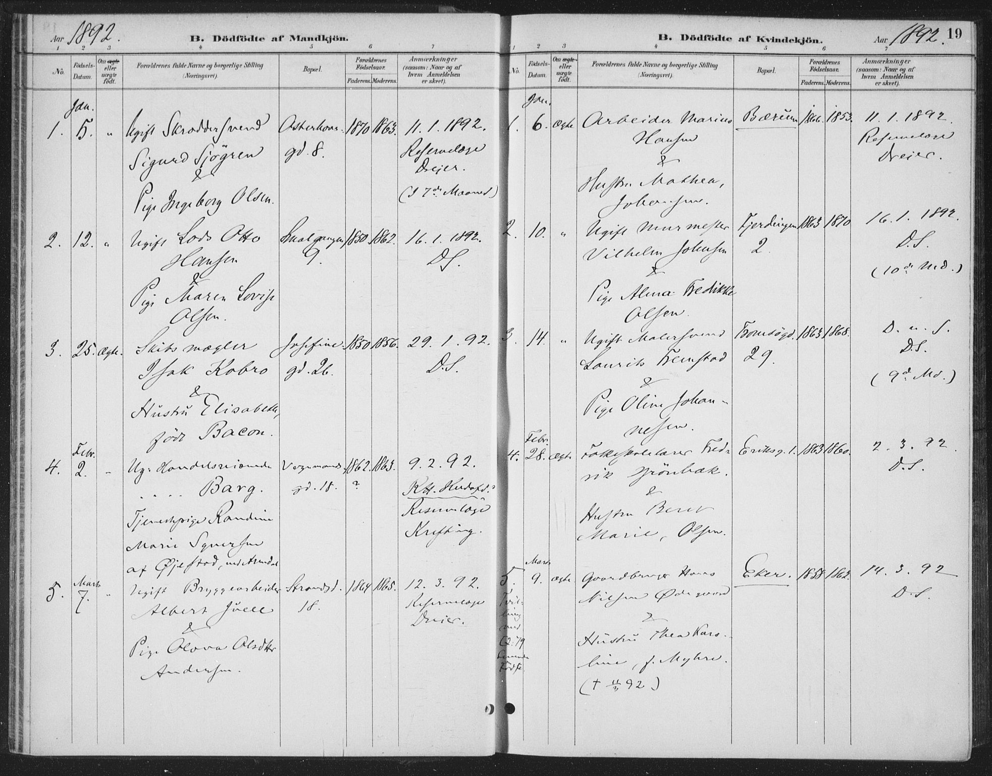 Rikshospitalet prestekontor Kirkebøker, SAO/A-10309b/F/L0010: Parish register (official) no. 10, 1888-1912, p. 19