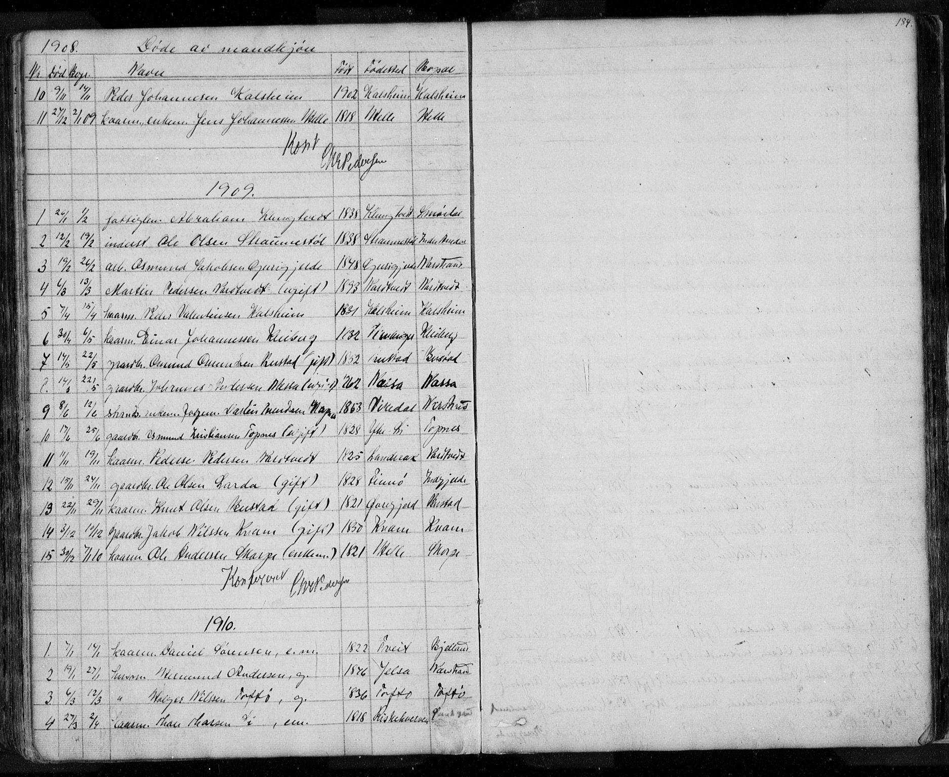 Nedstrand sokneprestkontor, SAST/A-101841/01/V: Parish register (copy) no. B 3, 1848-1933, p. 184