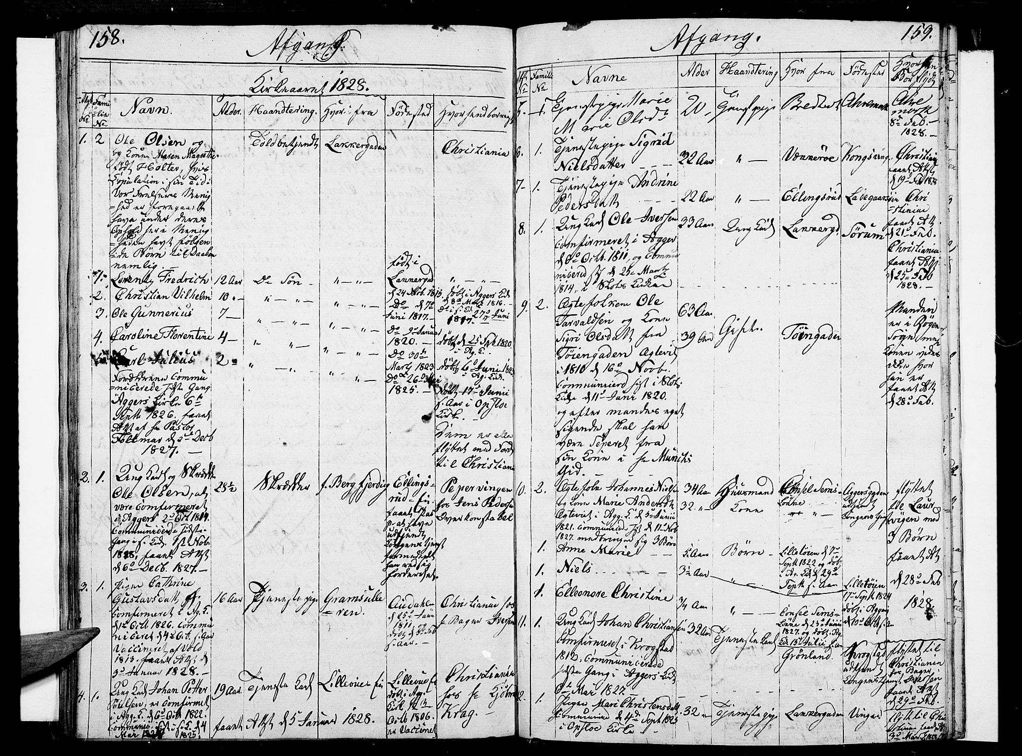 Aker prestekontor kirkebøker, SAO/A-10861/F/L0014a: Parish register (official) no. 14A, 1820-1833, p. 158-159