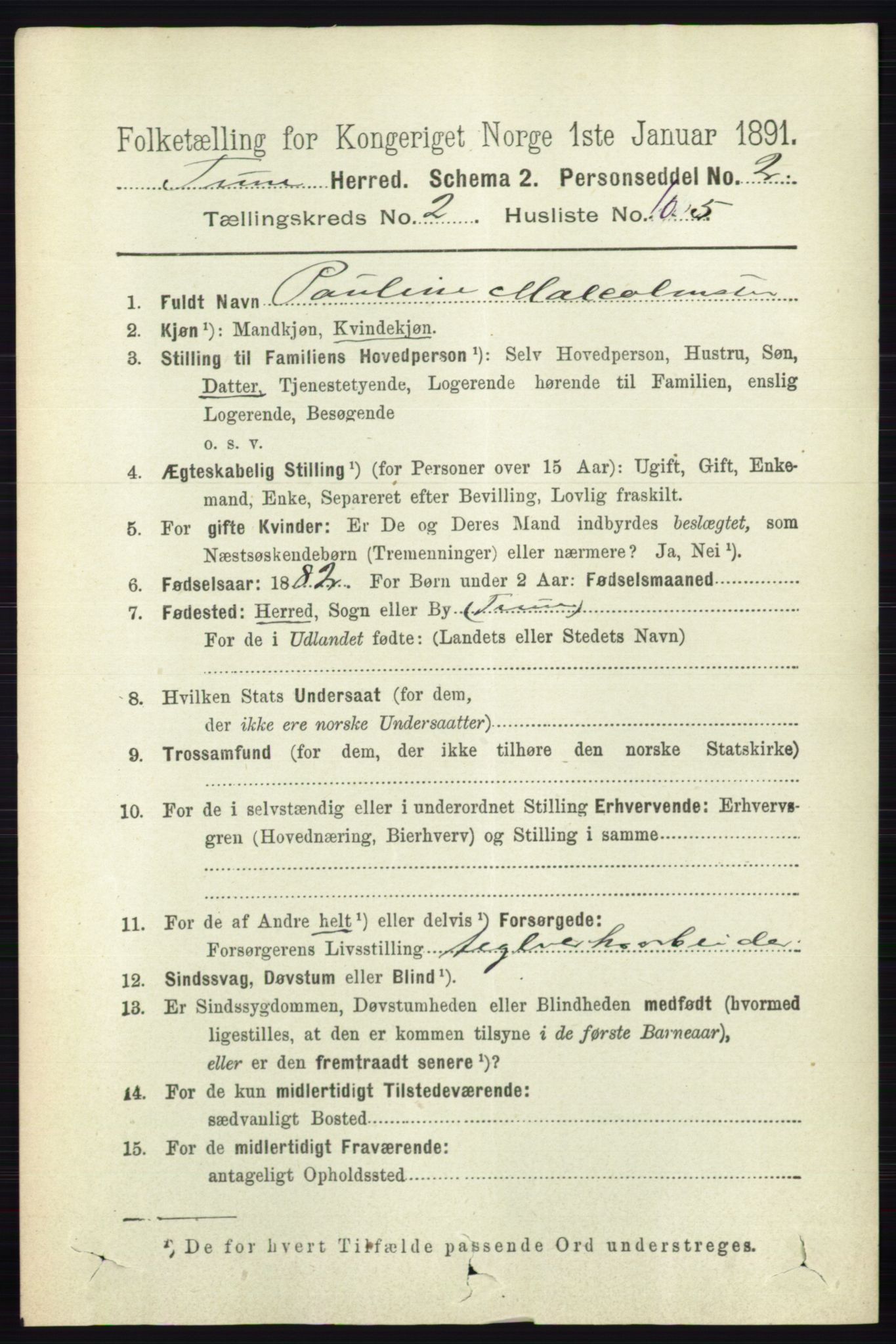 RA, 1891 census for 0130 Tune, 1891, p. 1394