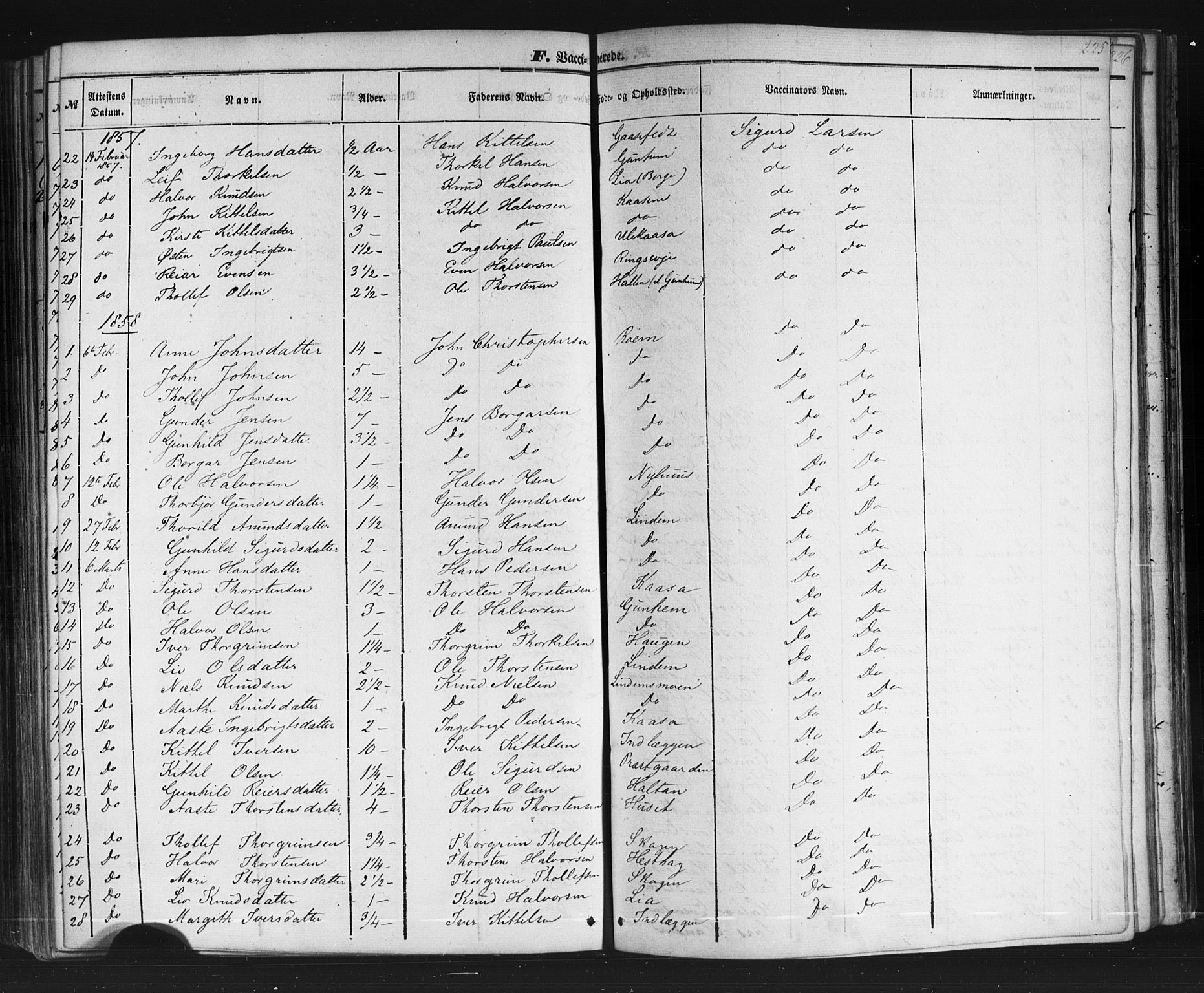 Sauherad kirkebøker, SAKO/A-298/F/Fb/L0001: Parish register (official) no. II 1, 1851-1877, p. 225