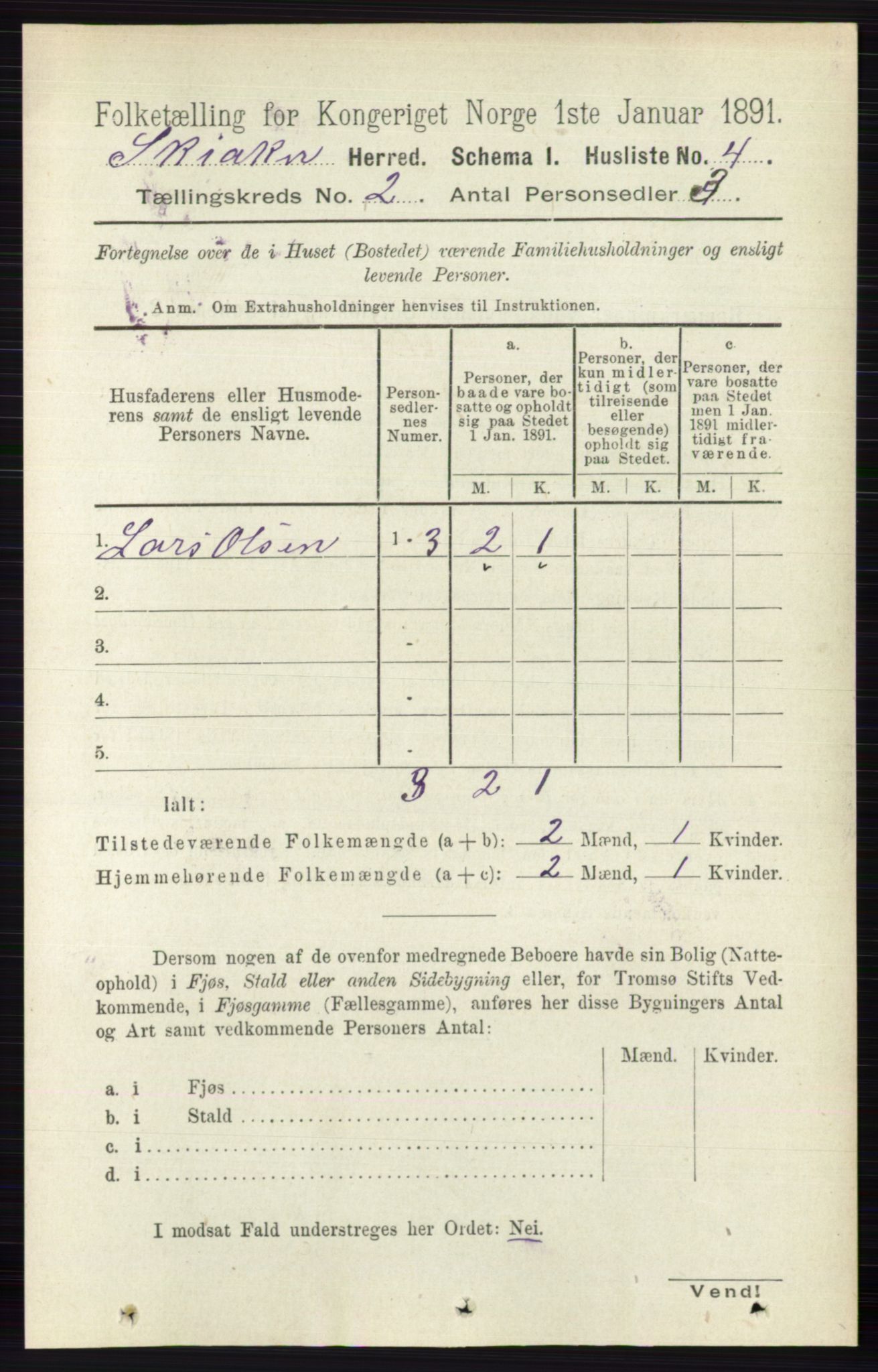 RA, 1891 census for 0513 Skjåk, 1891, p. 477