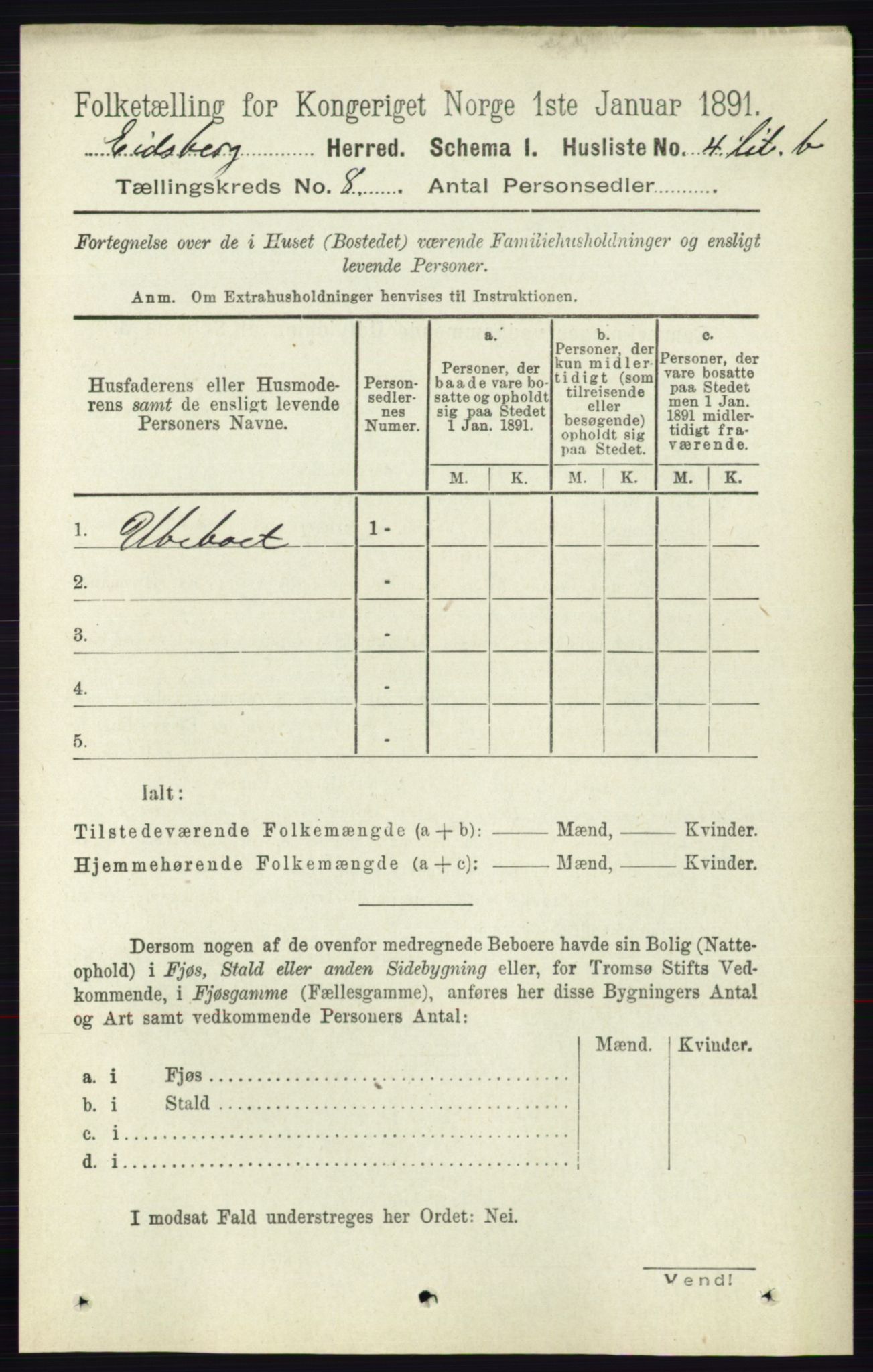 RA, 1891 census for 0125 Eidsberg, 1891, p. 4554