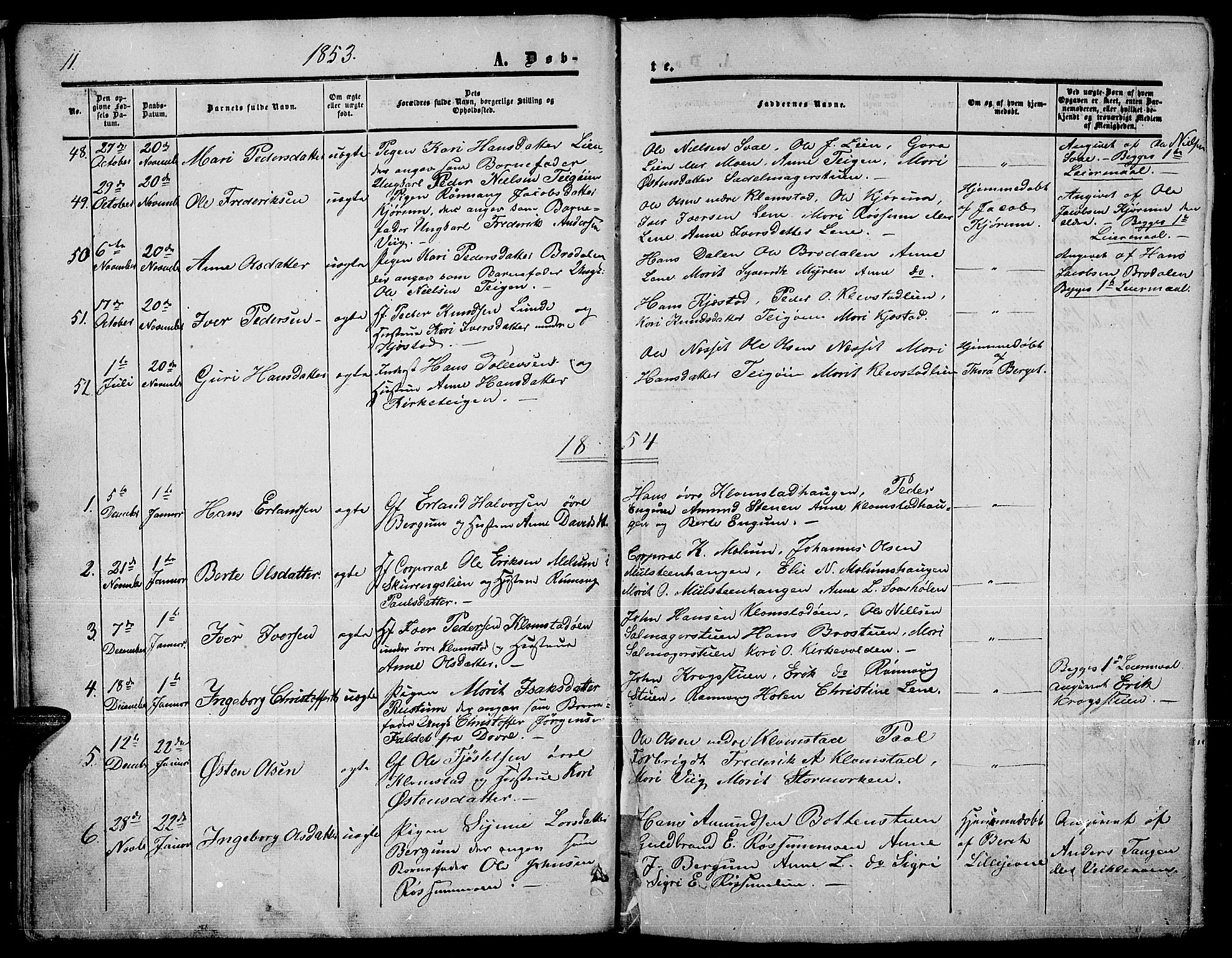 Nord-Fron prestekontor, AV/SAH-PREST-080/H/Ha/Hab/L0003: Parish register (copy) no. 3, 1851-1886, p. 11
