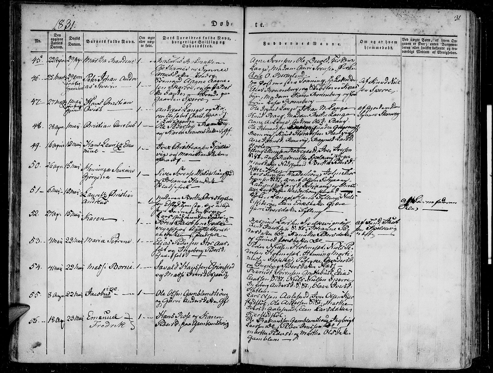 Ministerialprotokoller, klokkerbøker og fødselsregistre - Møre og Romsdal, AV/SAT-A-1454/528/L0395: Parish register (official) no. 528A06, 1828-1839, p. 31