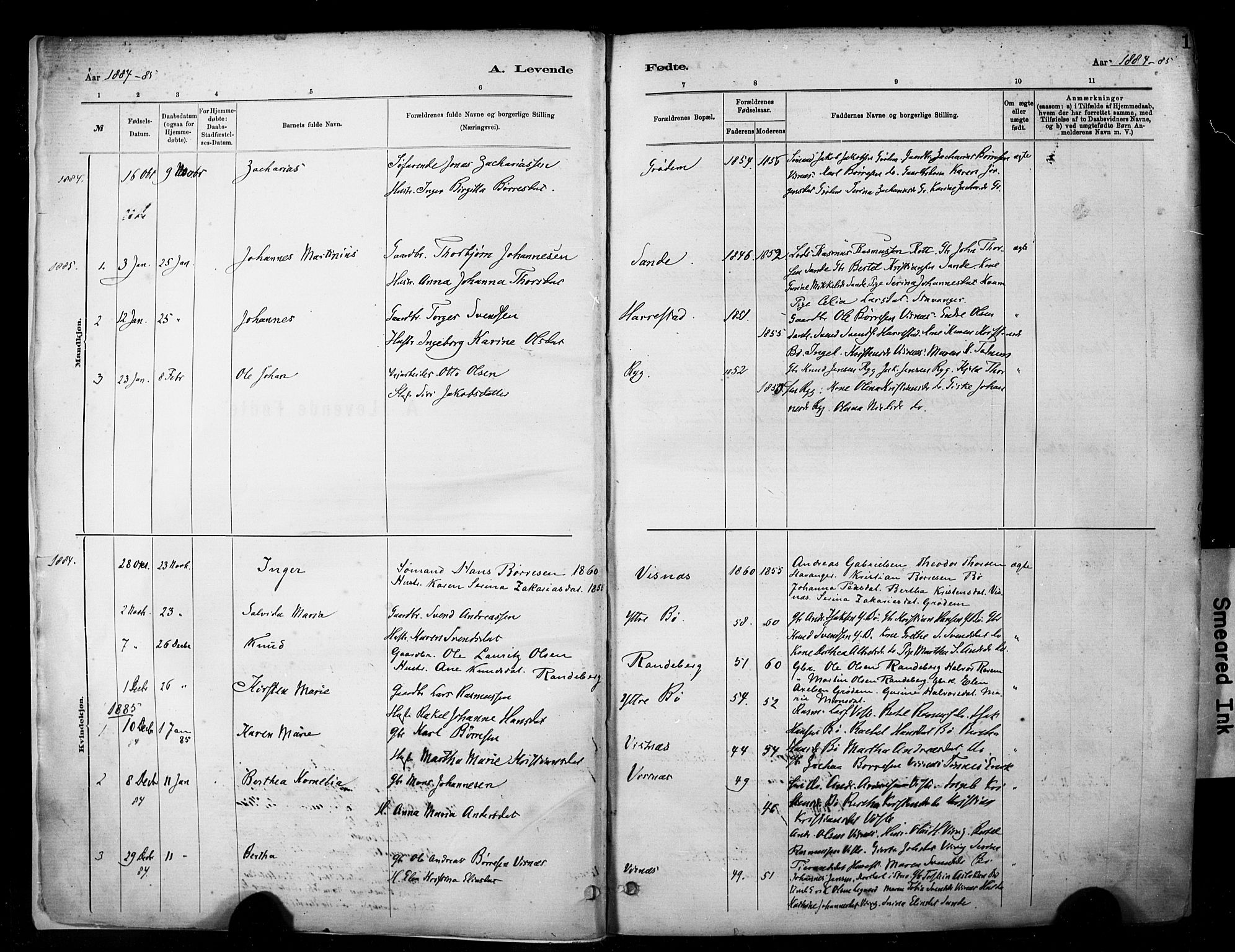 Hetland sokneprestkontor, SAST/A-101826/30/30BA/L0009: Parish register (official) no. A 9, 1882-1918, p. 1