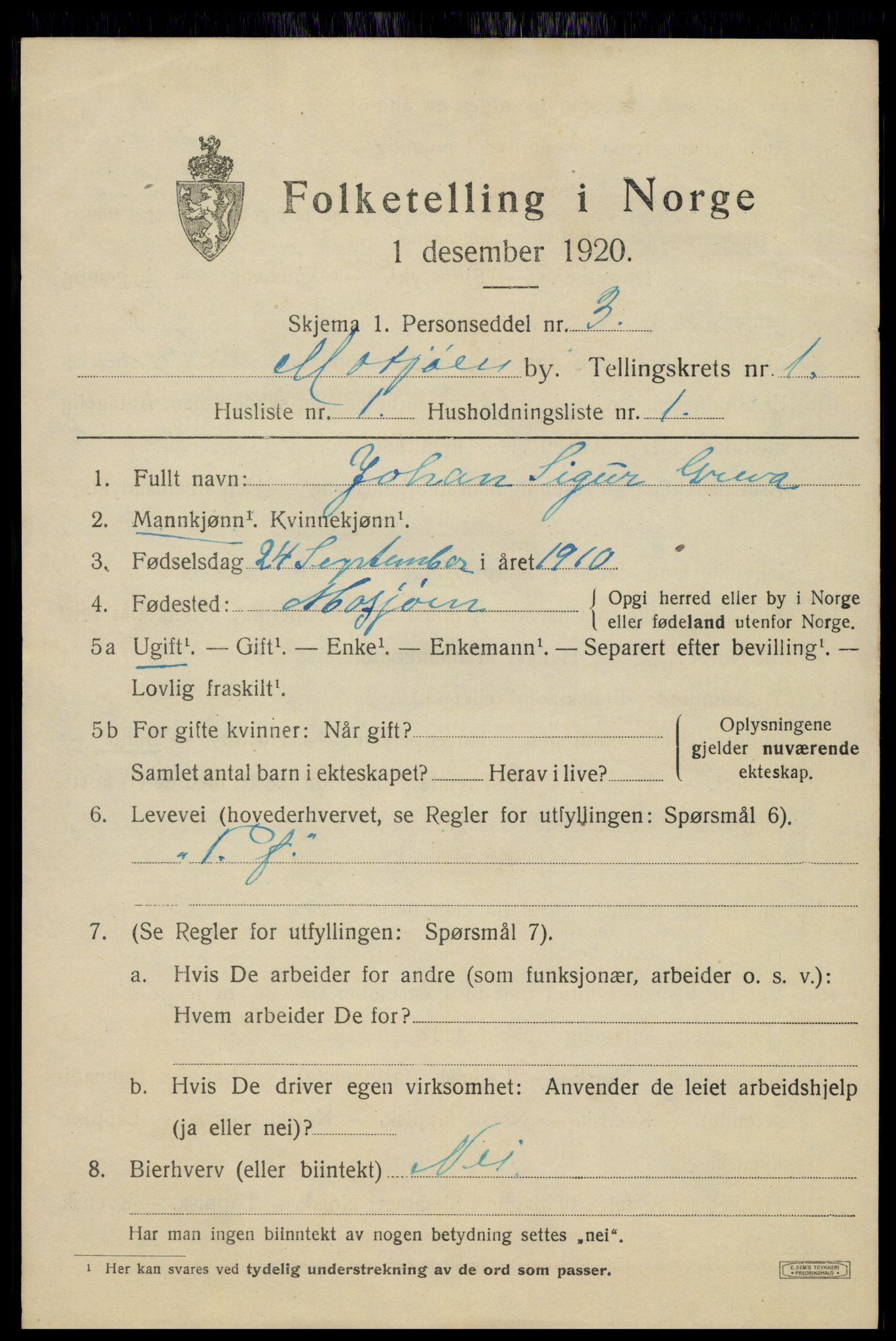 SAT, 1920 census for Mosjøen, 1920, p. 1680
