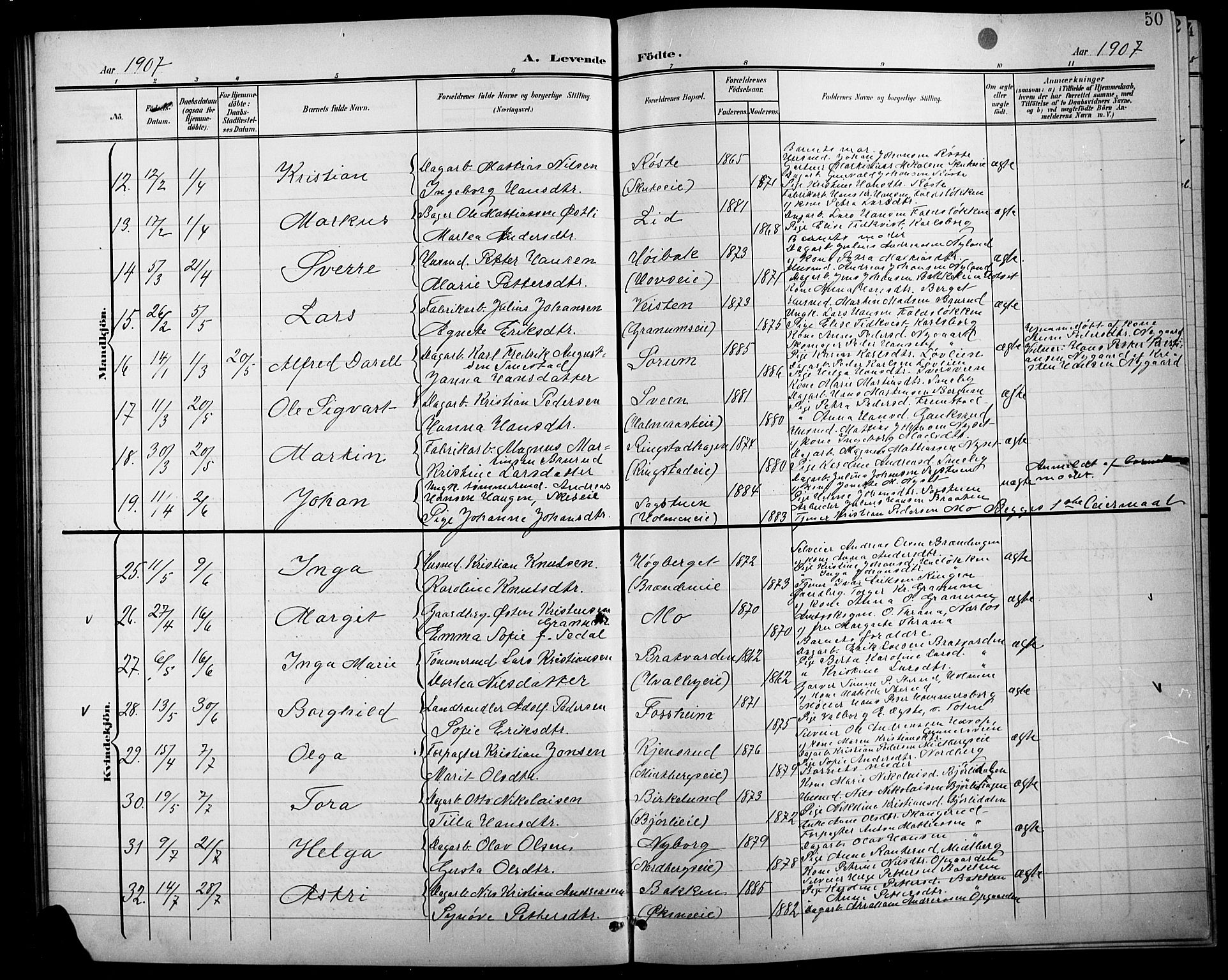 Søndre Land prestekontor, AV/SAH-PREST-122/L/L0004: Parish register (copy) no. 4, 1901-1915, p. 50