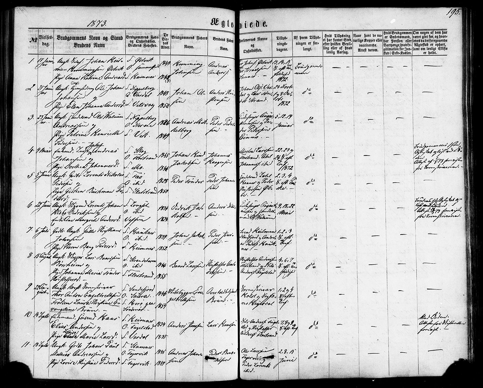 Ministerialprotokoller, klokkerbøker og fødselsregistre - Nordland, AV/SAT-A-1459/838/L0551: Parish register (official) no. 838A09, 1864-1880, p. 195