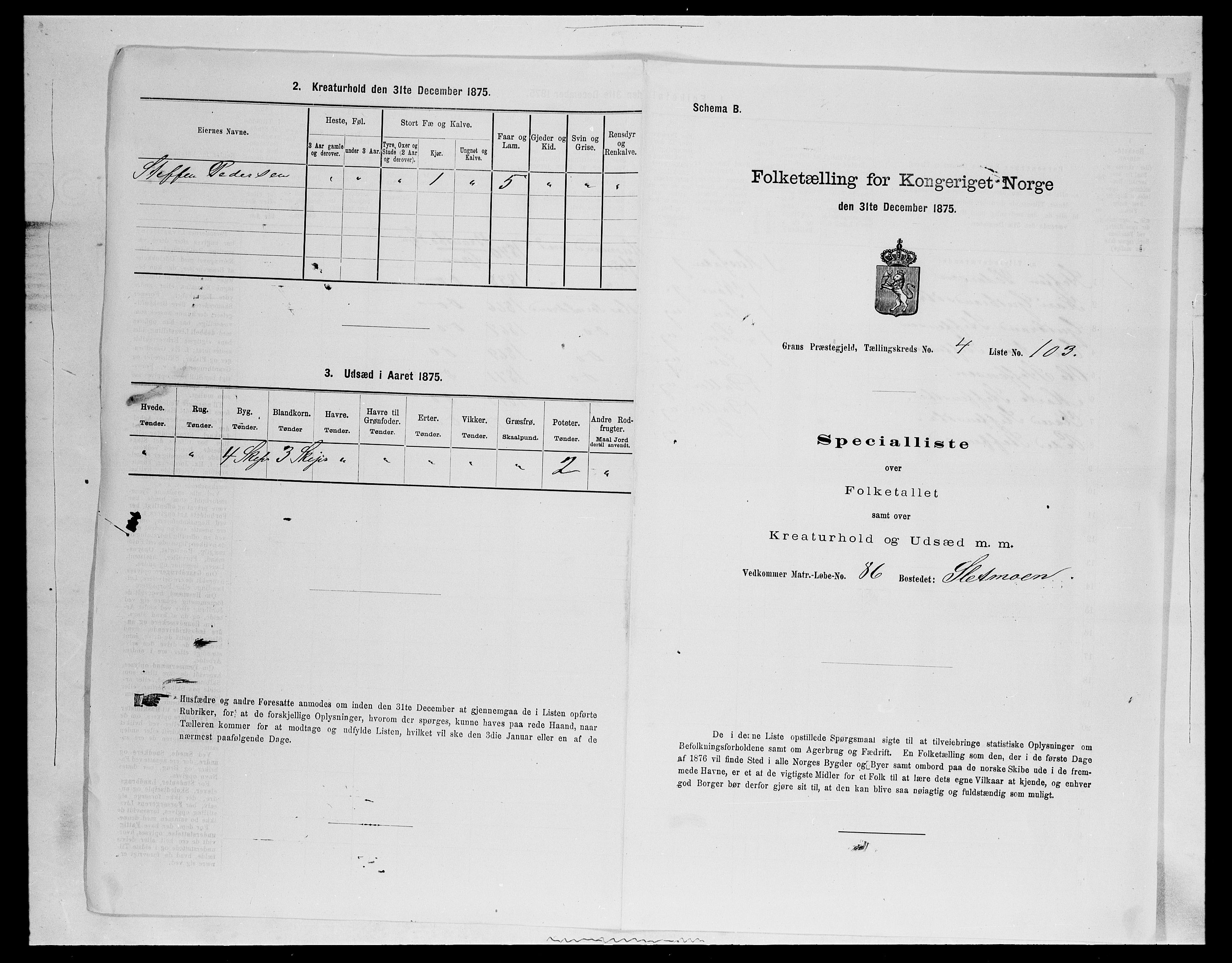 SAH, 1875 census for 0534P Gran, 1875, p. 754