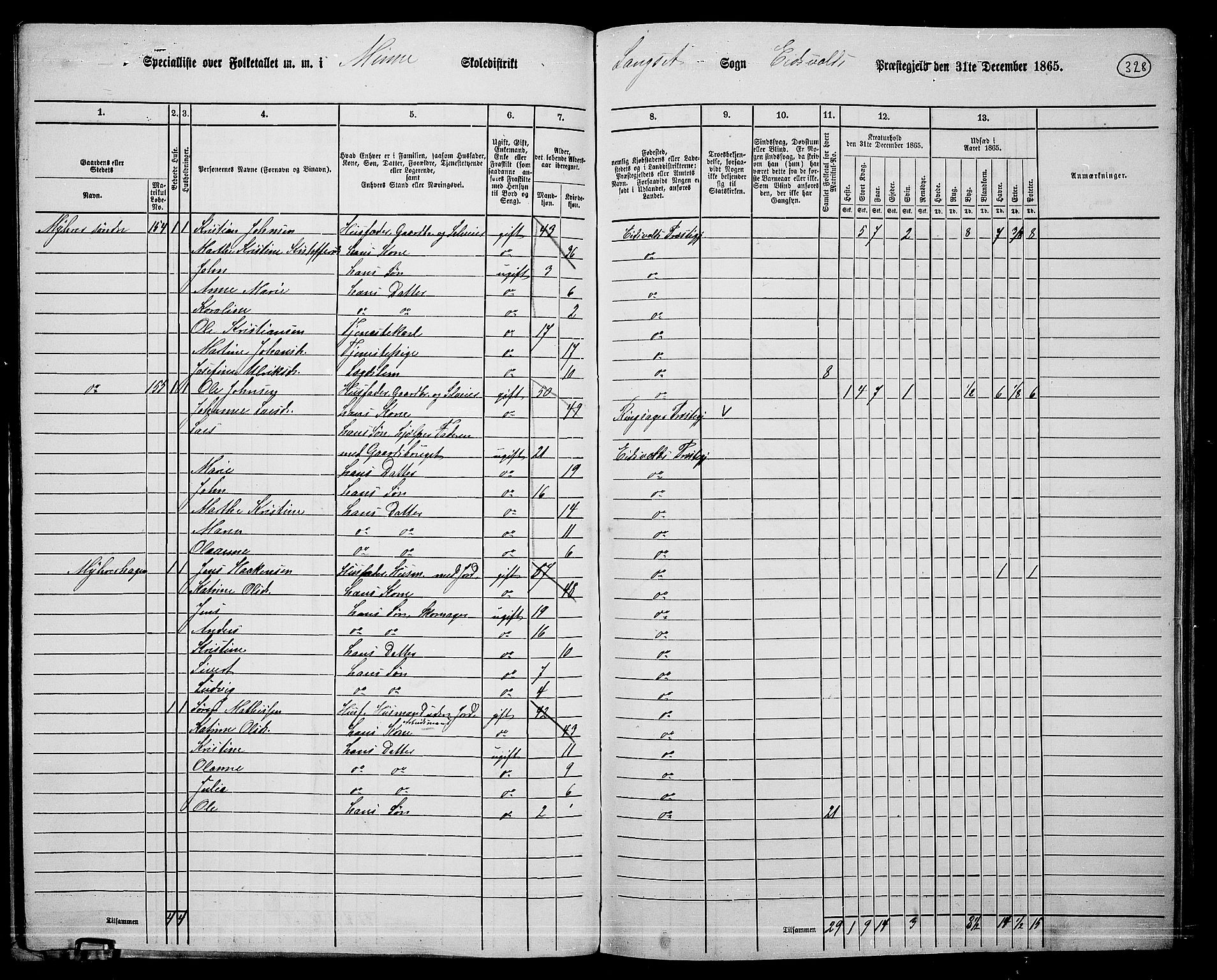 RA, 1865 census for Eidsvoll, 1865, p. 293