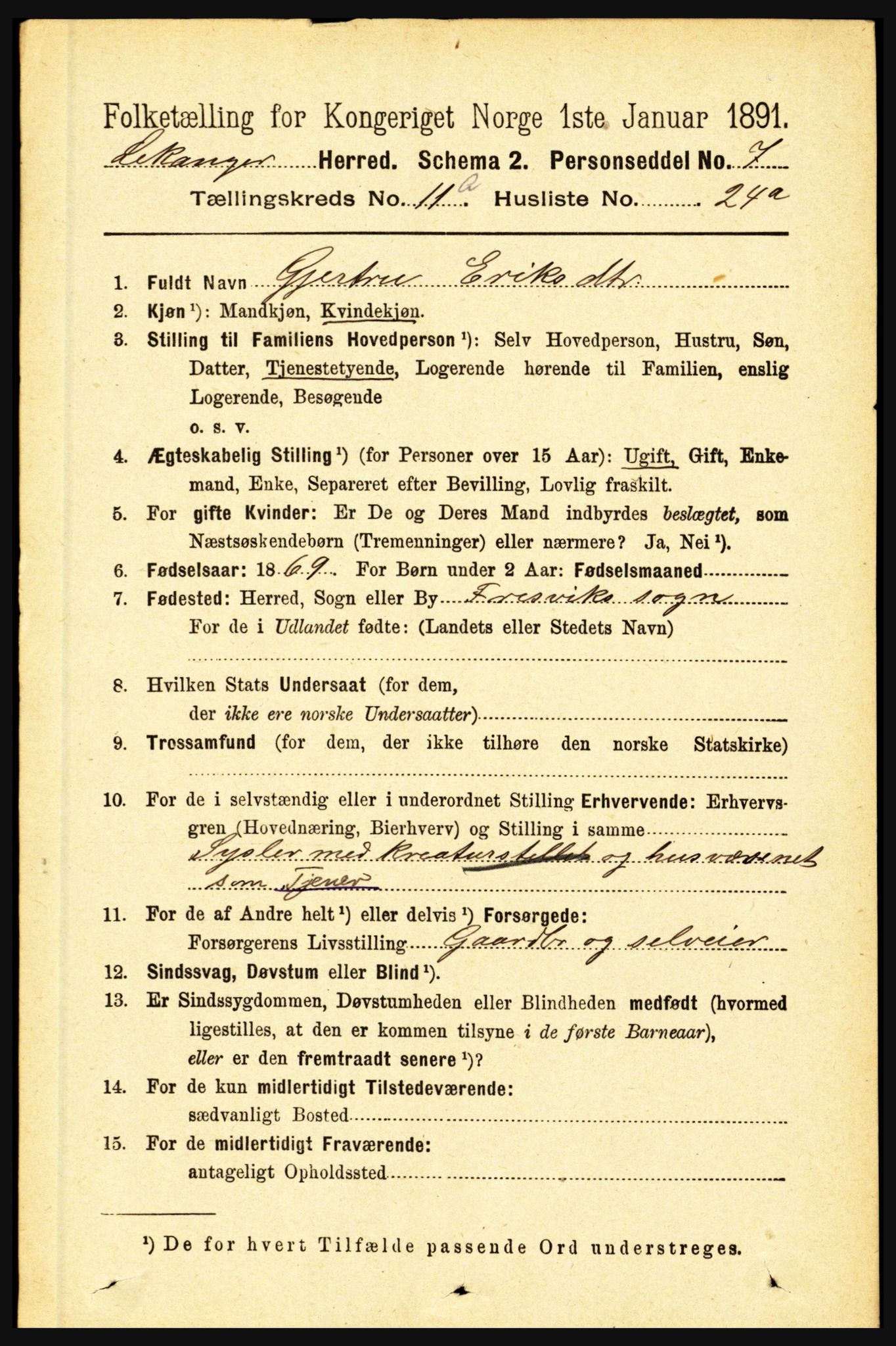 RA, 1891 census for 1419 Leikanger, 1891, p. 2131