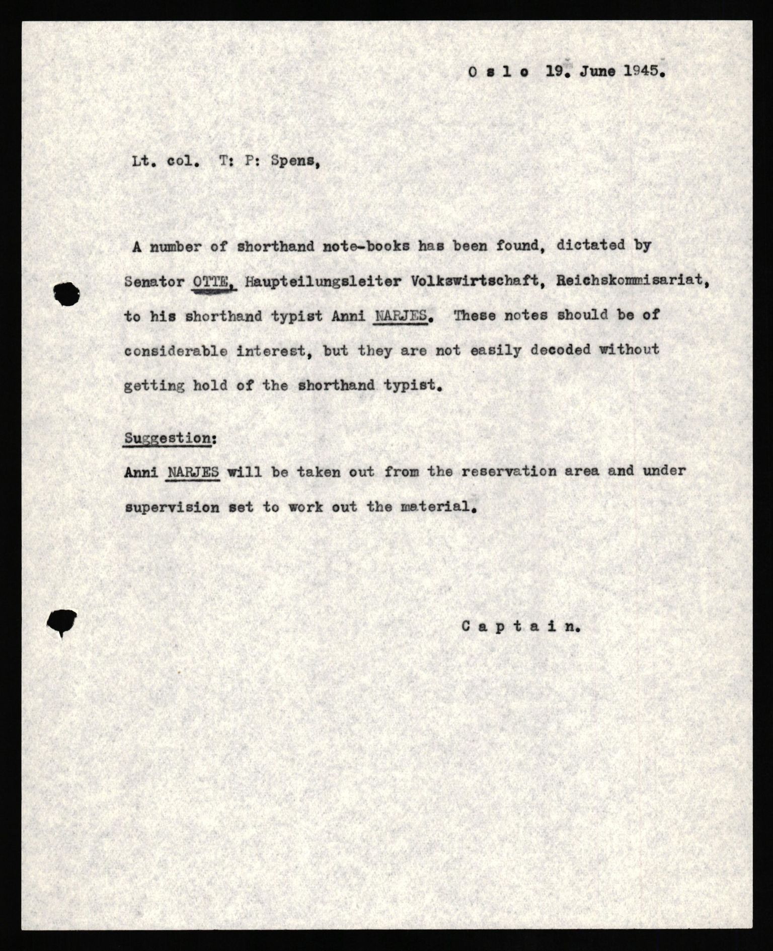 Forsvaret, Forsvarets overkommando II, AV/RA-RAFA-3915/D/Db/L0025: CI Questionaires. Tyske okkupasjonsstyrker i Norge. Tyskere., 1945-1946, p. 168