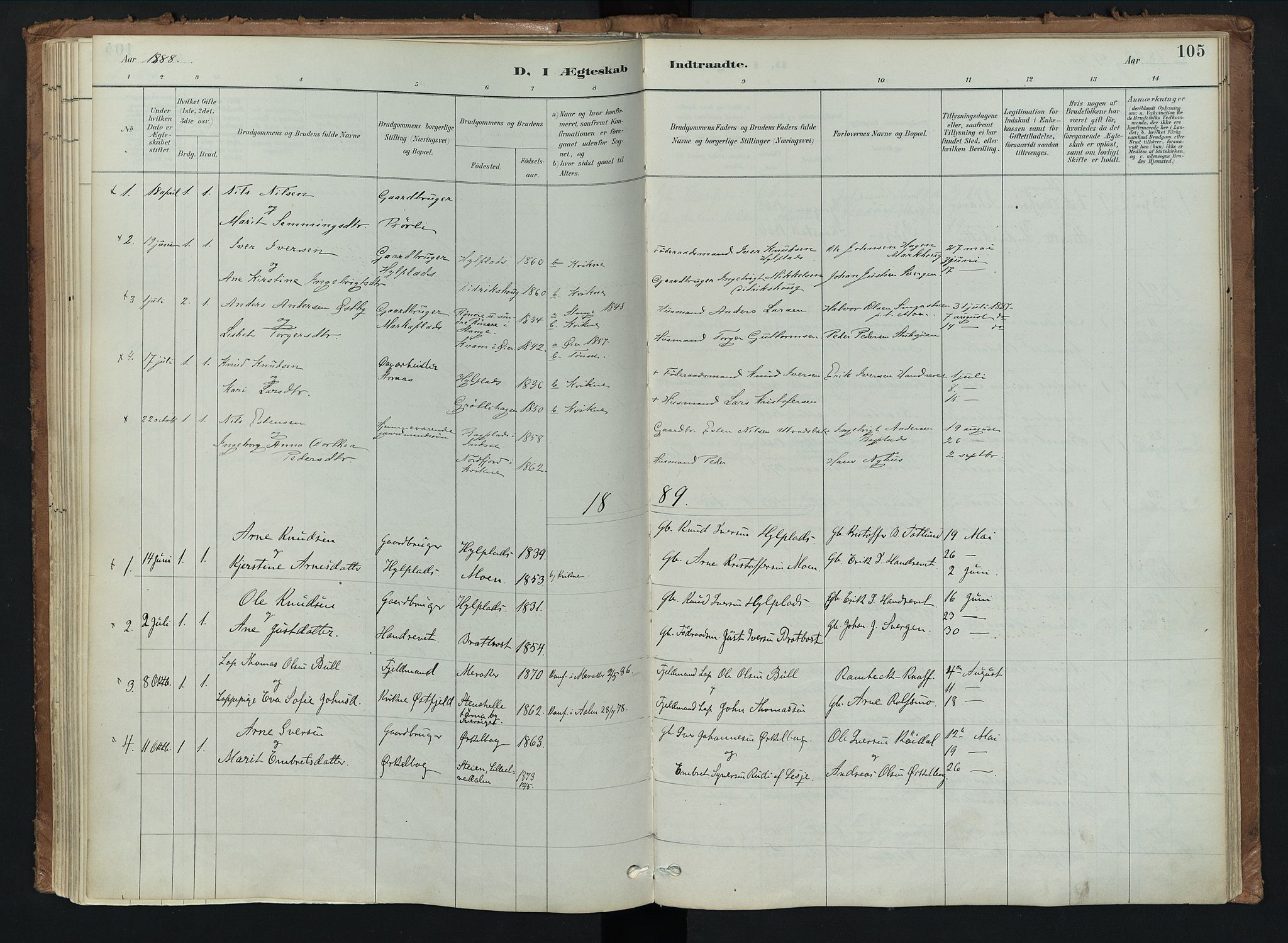 Kvikne prestekontor, AV/SAH-PREST-064/H/Ha/Haa/L0008: Parish register (official) no. 8, 1887-1911, p. 105