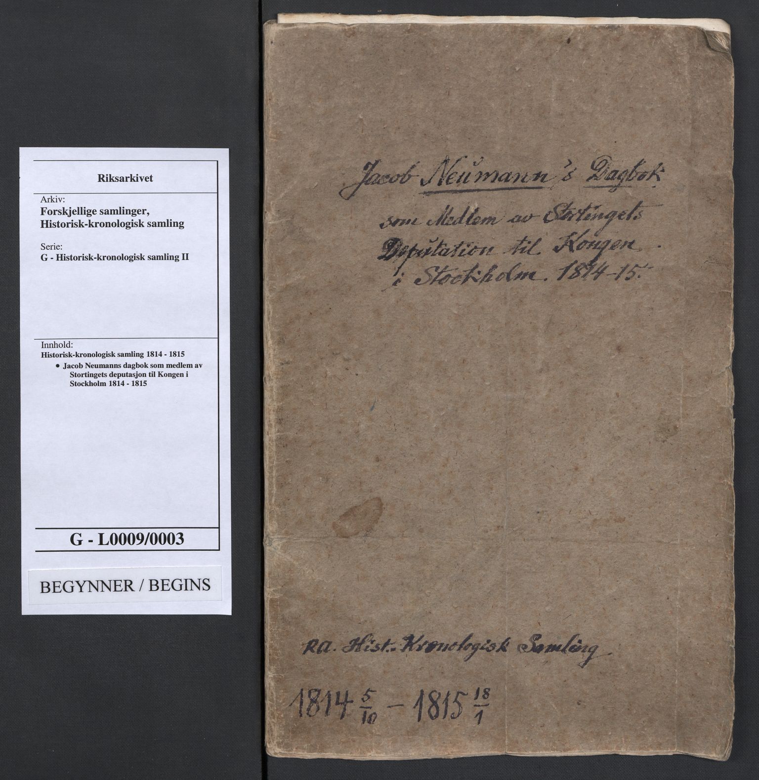 Forskjellige samlinger, Historisk-kronologisk samling, AV/RA-EA-4029/G/Ga/L0009B: Historisk-kronologisk samling. Dokumenter fra oktober 1814, årene 1815 og 1816, Christian Frederiks regnskapsbok 1814 - 1848., 1814-1848, p. 133