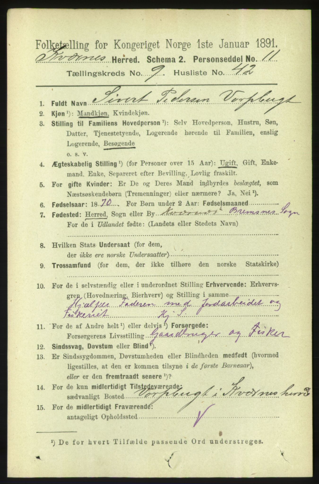 RA, 1891 census for 1553 Kvernes, 1891, p. 4265