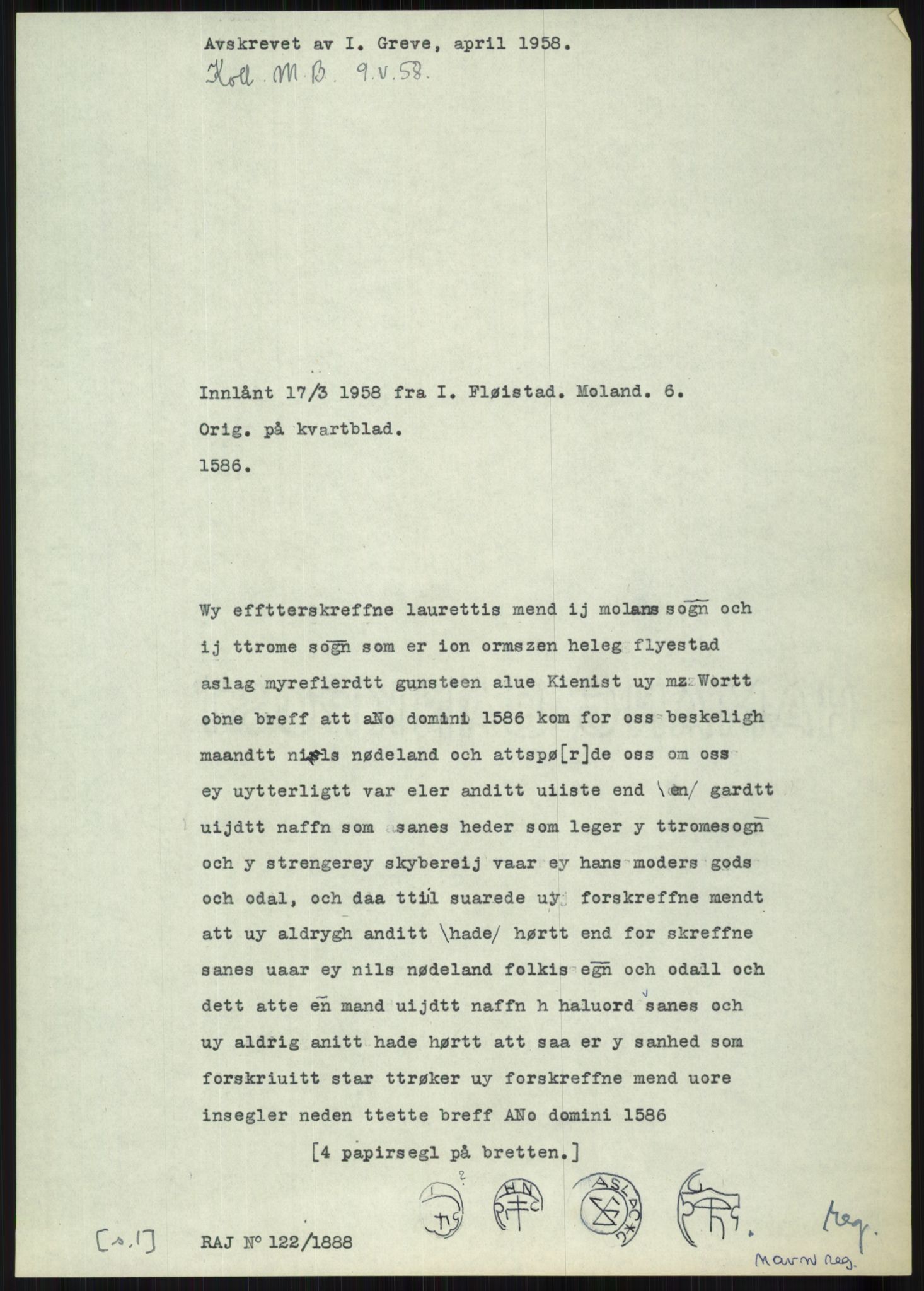 Samlinger til kildeutgivelse, Diplomavskriftsamlingen, AV/RA-EA-4053/H/Ha, p. 2036