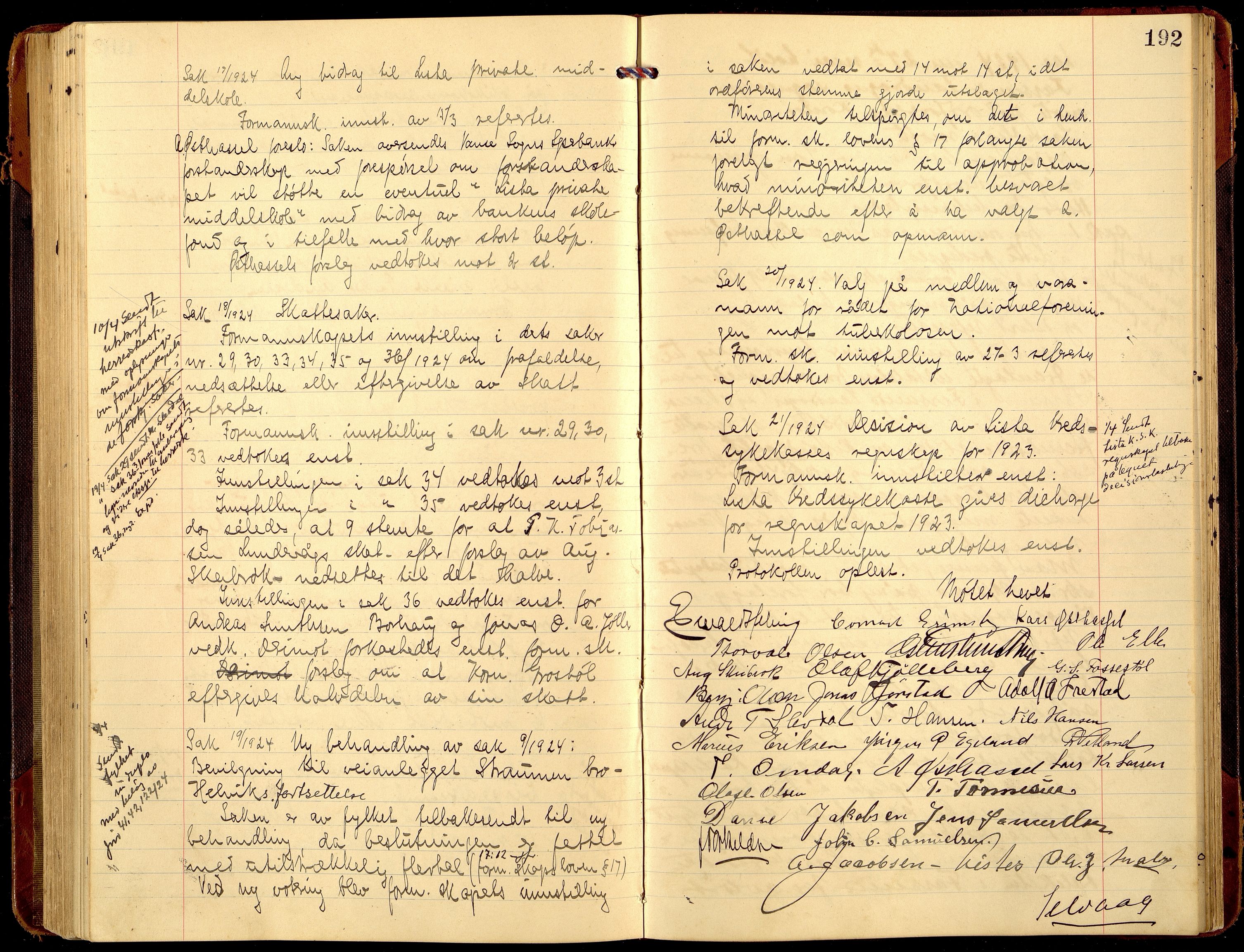 Lista kommune - Formannskapet, ARKSOR/1003LI120/A/L0008: Møtebok (d), 1921-1925, p. 191b-192a