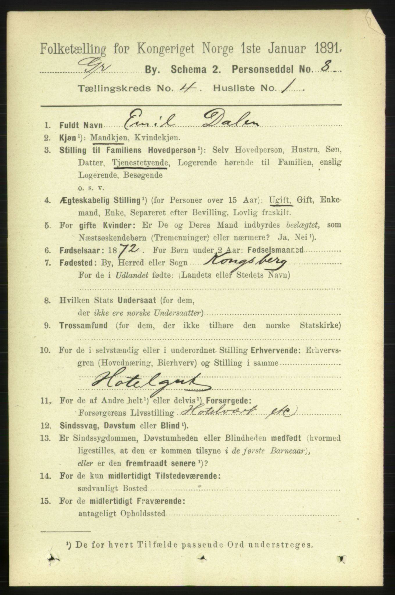 RA, 1891 census for 0904 Grimstad, 1891, p. 2552