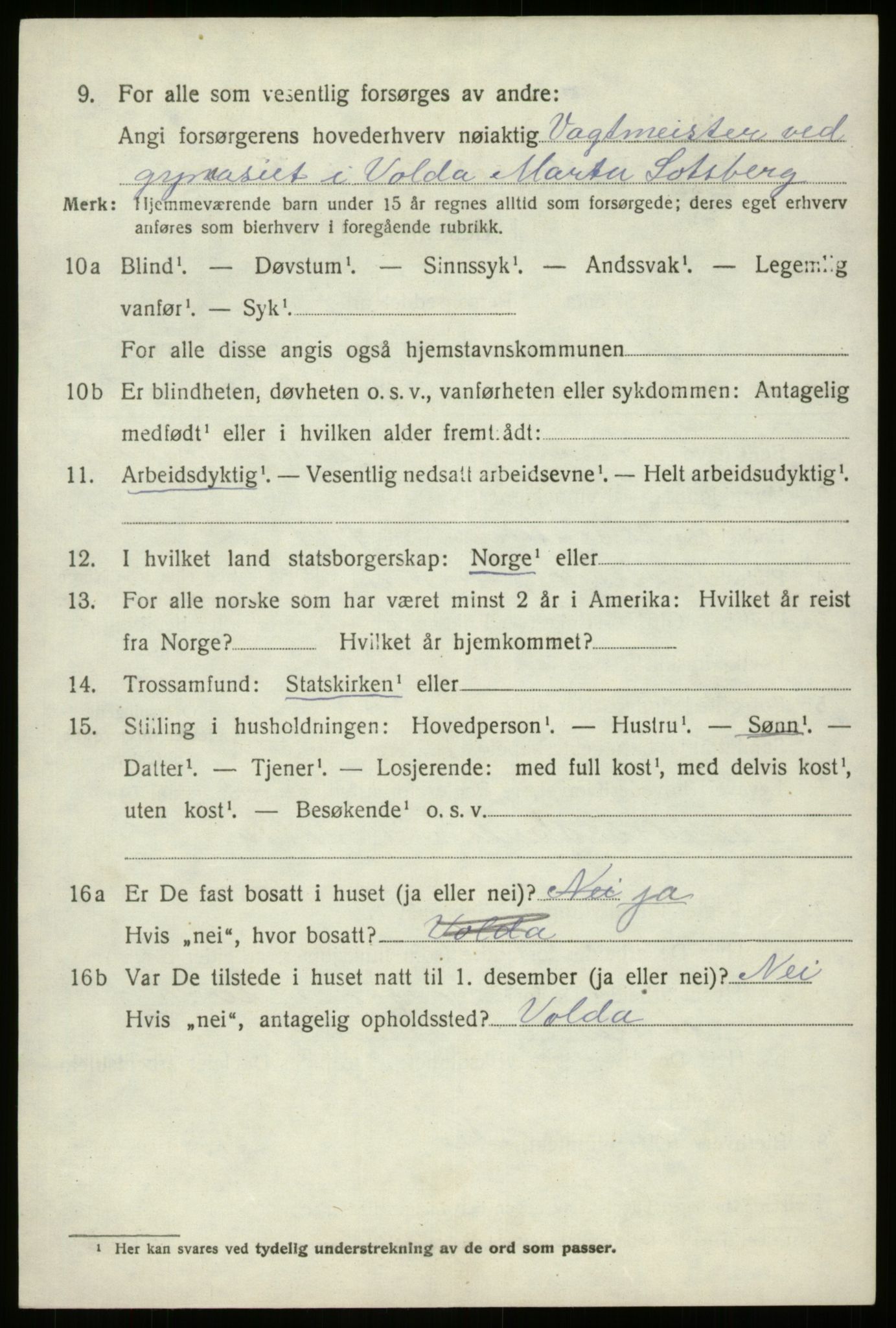 SAB, 1920 census for Gloppen, 1920, p. 4811