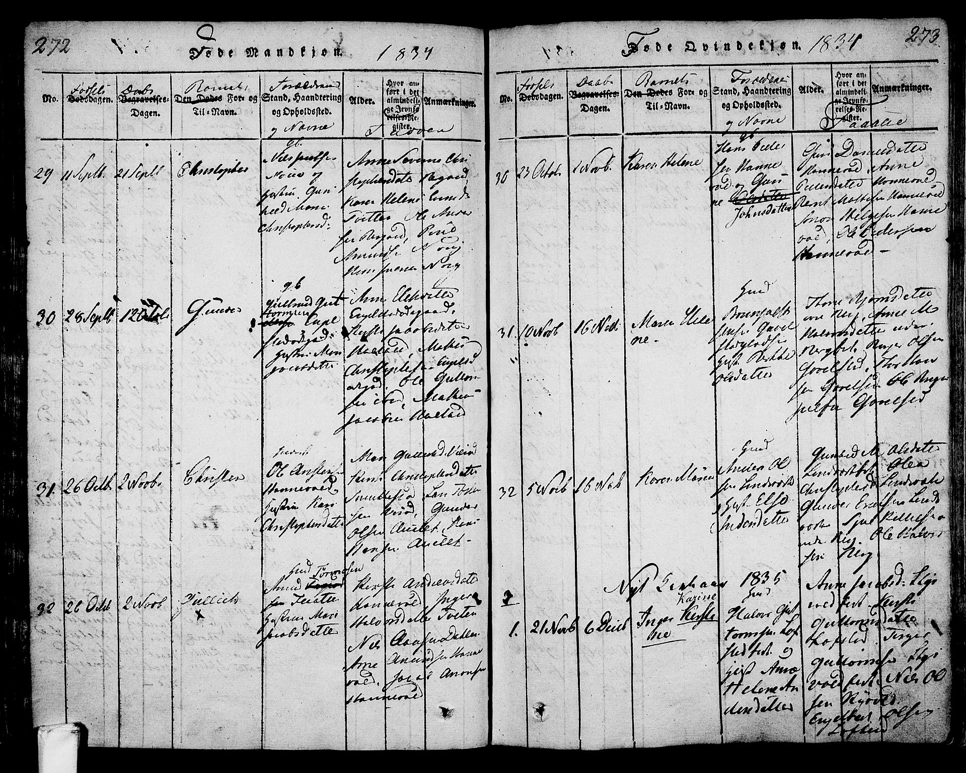 Lardal kirkebøker, SAKO/A-350/F/Fa/L0005: Parish register (official) no. I 5, 1814-1835, p. 272-273