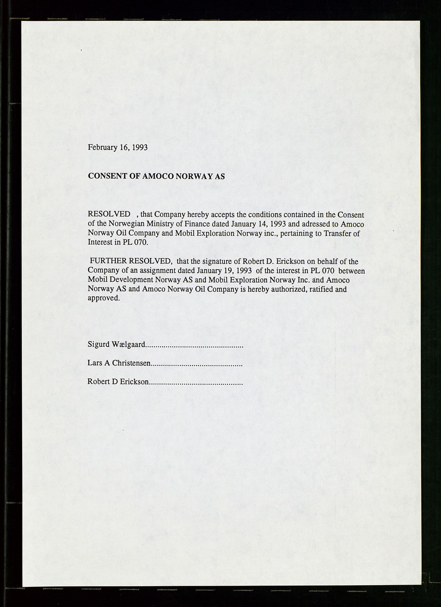 Pa 1740 - Amoco Norway Oil Company, AV/SAST-A-102405/22/A/Aa/L0001: Styreprotokoller og sakspapirer, 1965-1999, p. 153