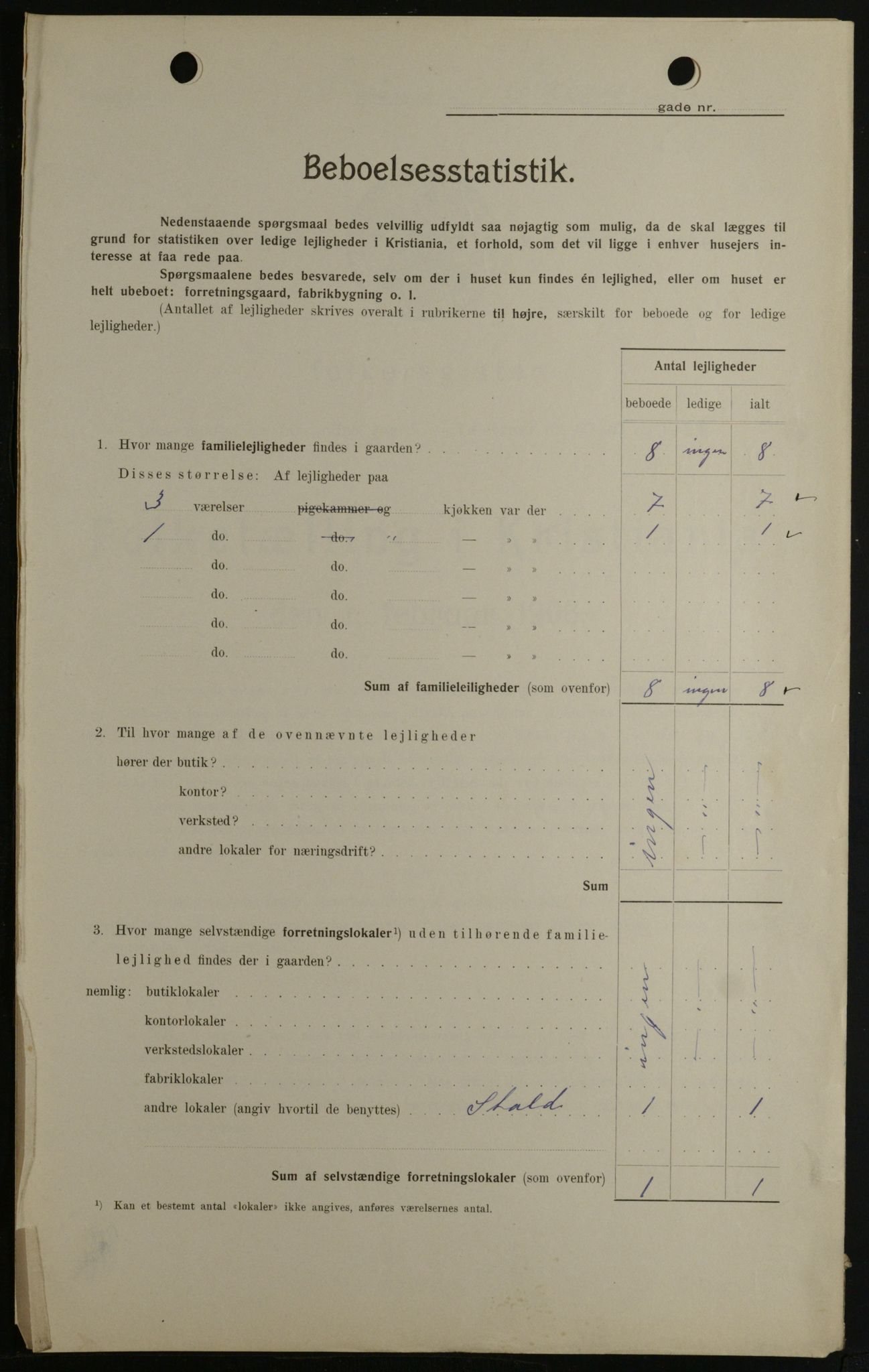 OBA, Municipal Census 1908 for Kristiania, 1908, p. 67313