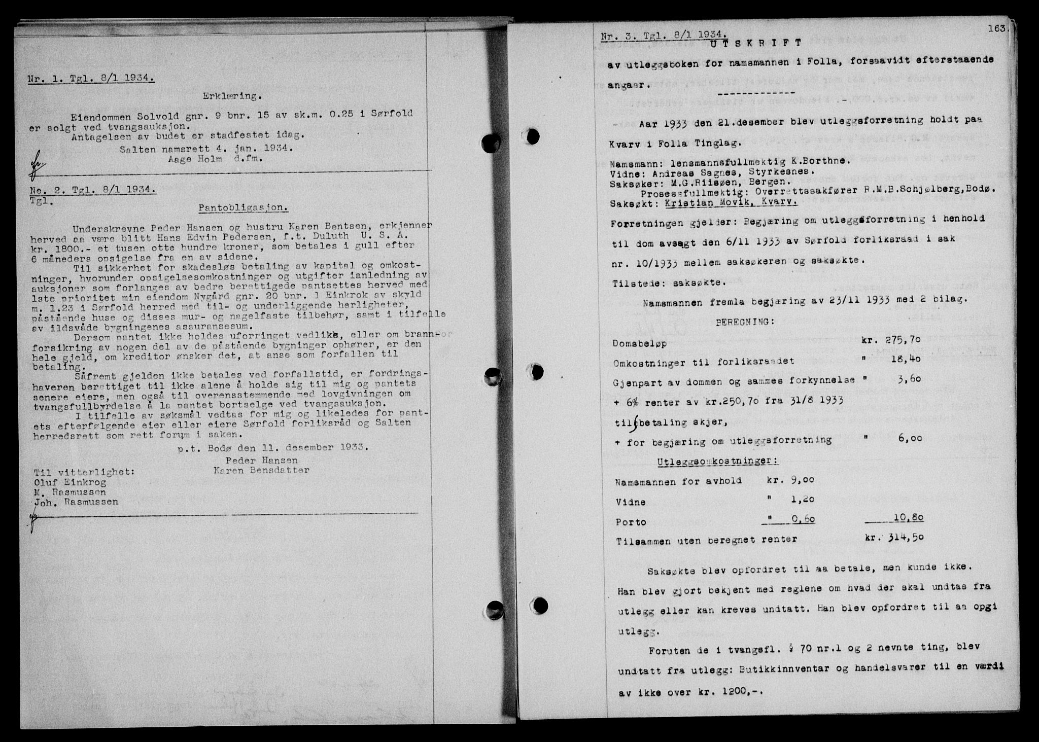 Salten sorenskriveri, SAT/A-4578/1/2/2C/L0064: Mortgage book no. 54, 1933-1934, Deed date: 08.01.1934