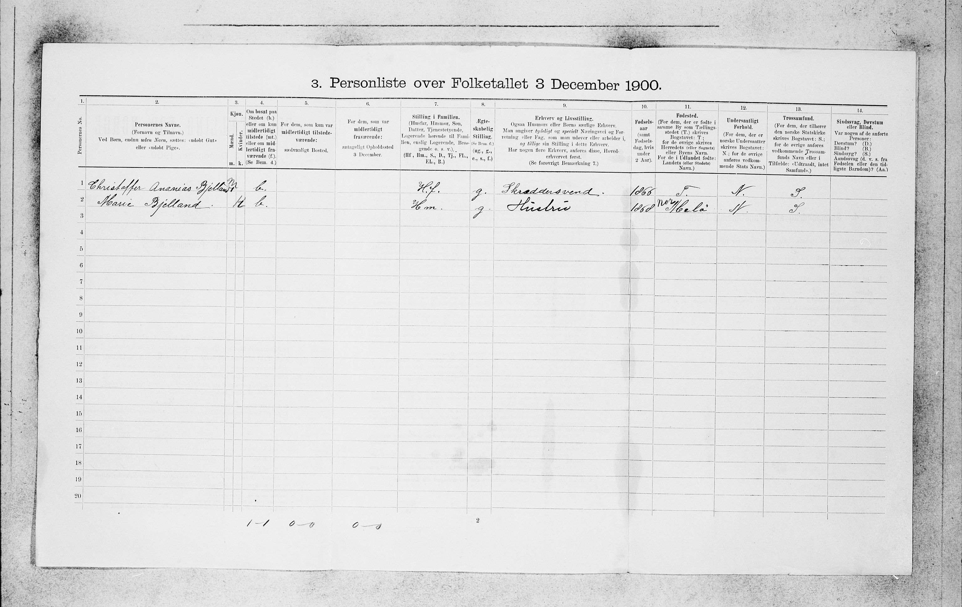 SAB, 1900 census for Bergen, 1900, p. 6646