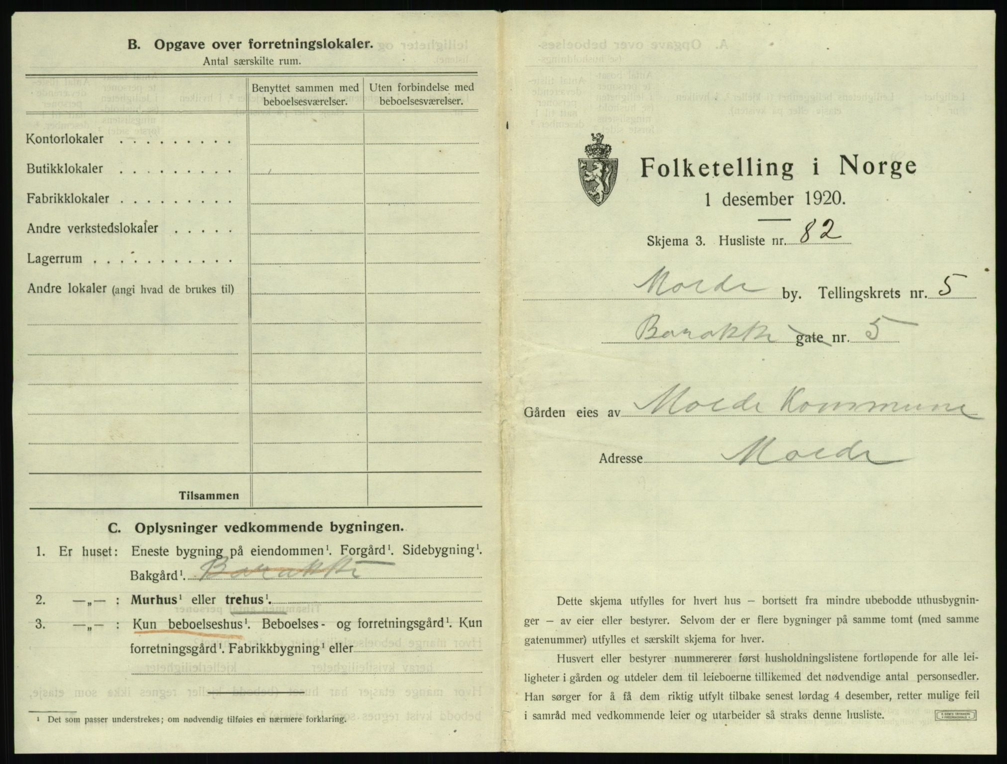 SAT, 1920 census for Molde, 1920, p. 773