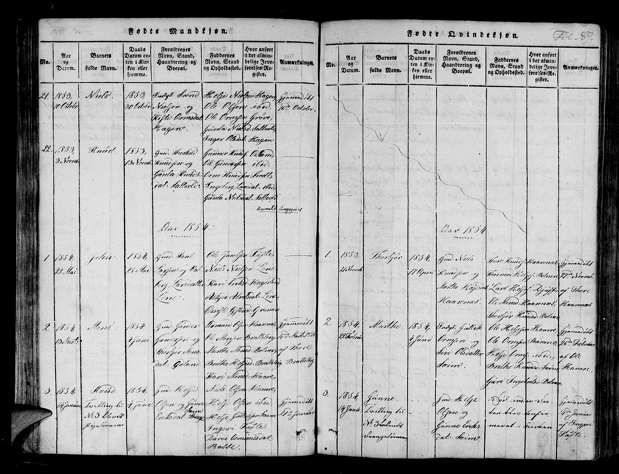 Røldal sokneprestembete, SAB/A-100247: Parish register (official) no. A 2, 1817-1856, p. 89