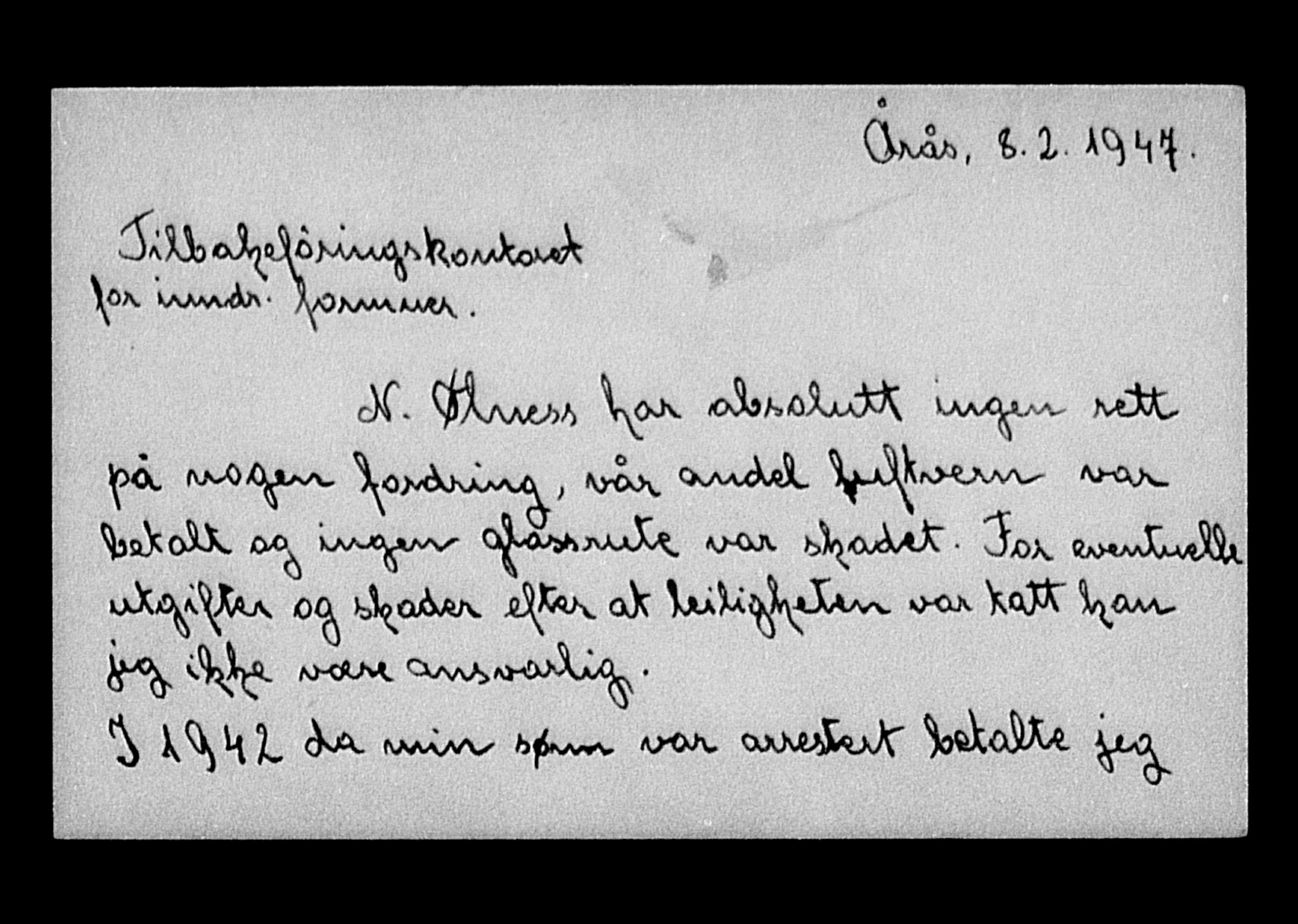 Justisdepartementet, Tilbakeføringskontoret for inndratte formuer, RA/S-1564/H/Hc/Hcd/L0999: --, 1945-1947, p. 144