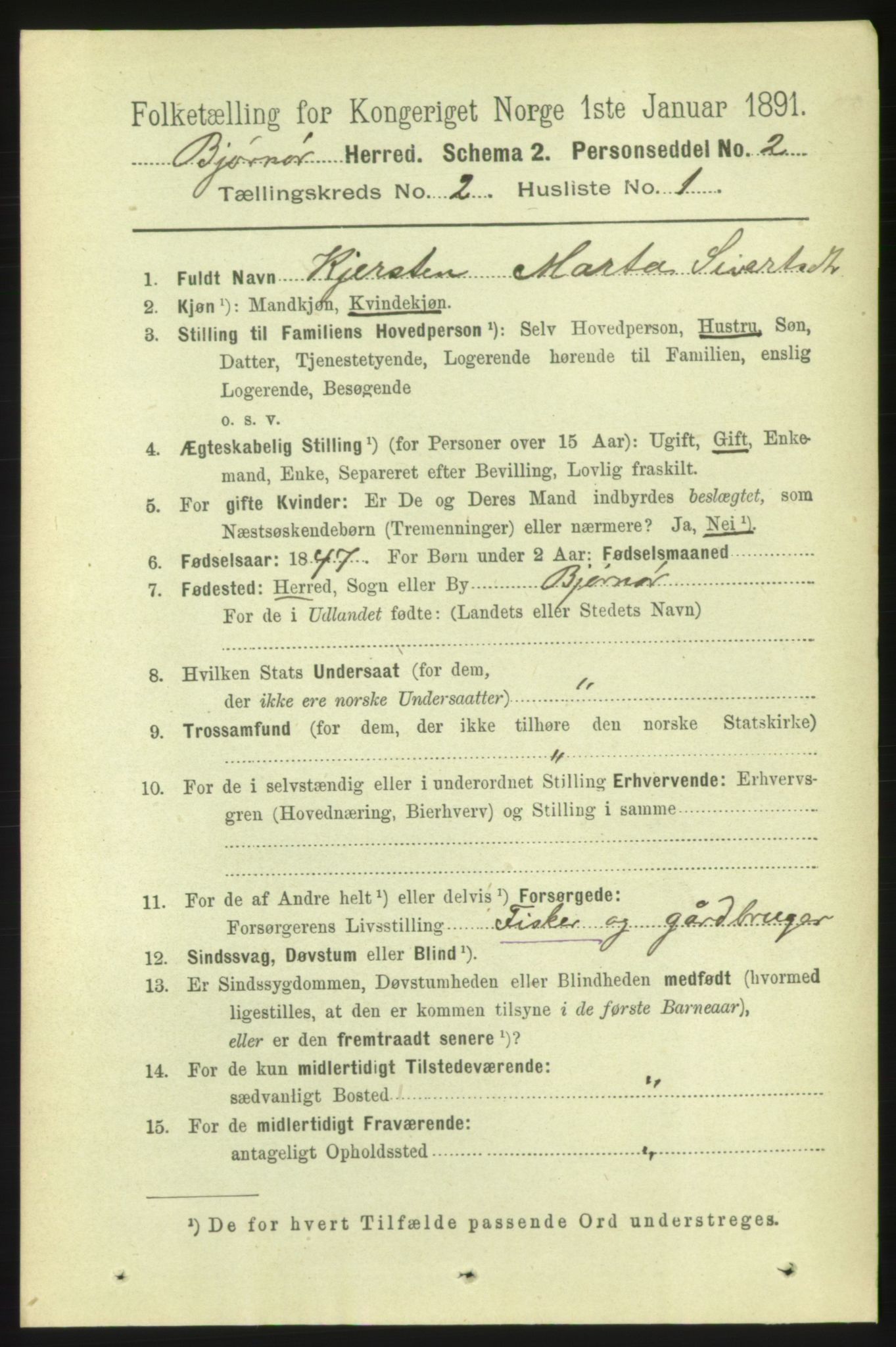 RA, 1891 census for 1632 Bjørnør, 1891, p. 631