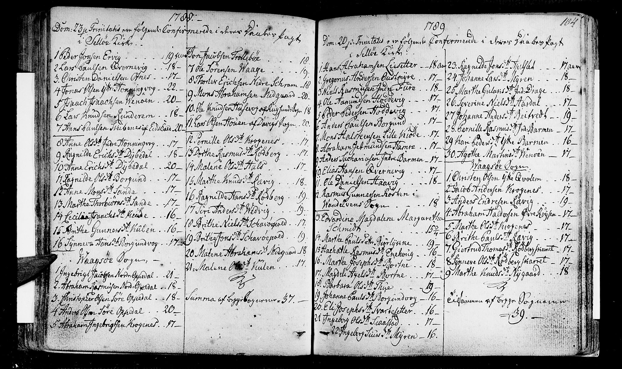 Selje sokneprestembete, SAB/A-99938/H/Ha/Haa/Haaa: Parish register (official) no. A 6, 1782-1806, p. 104