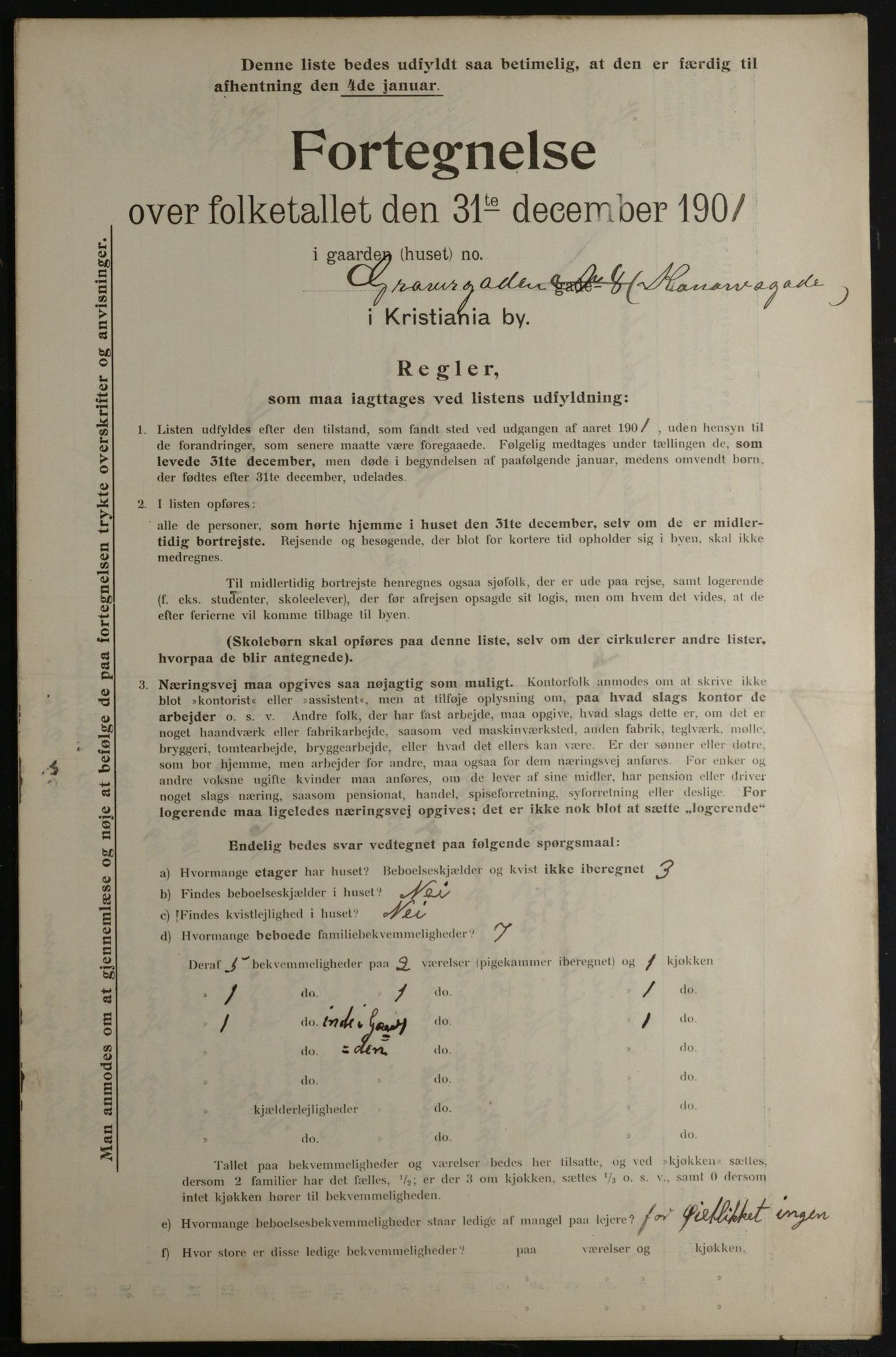 OBA, Municipal Census 1901 for Kristiania, 1901, p. 4736